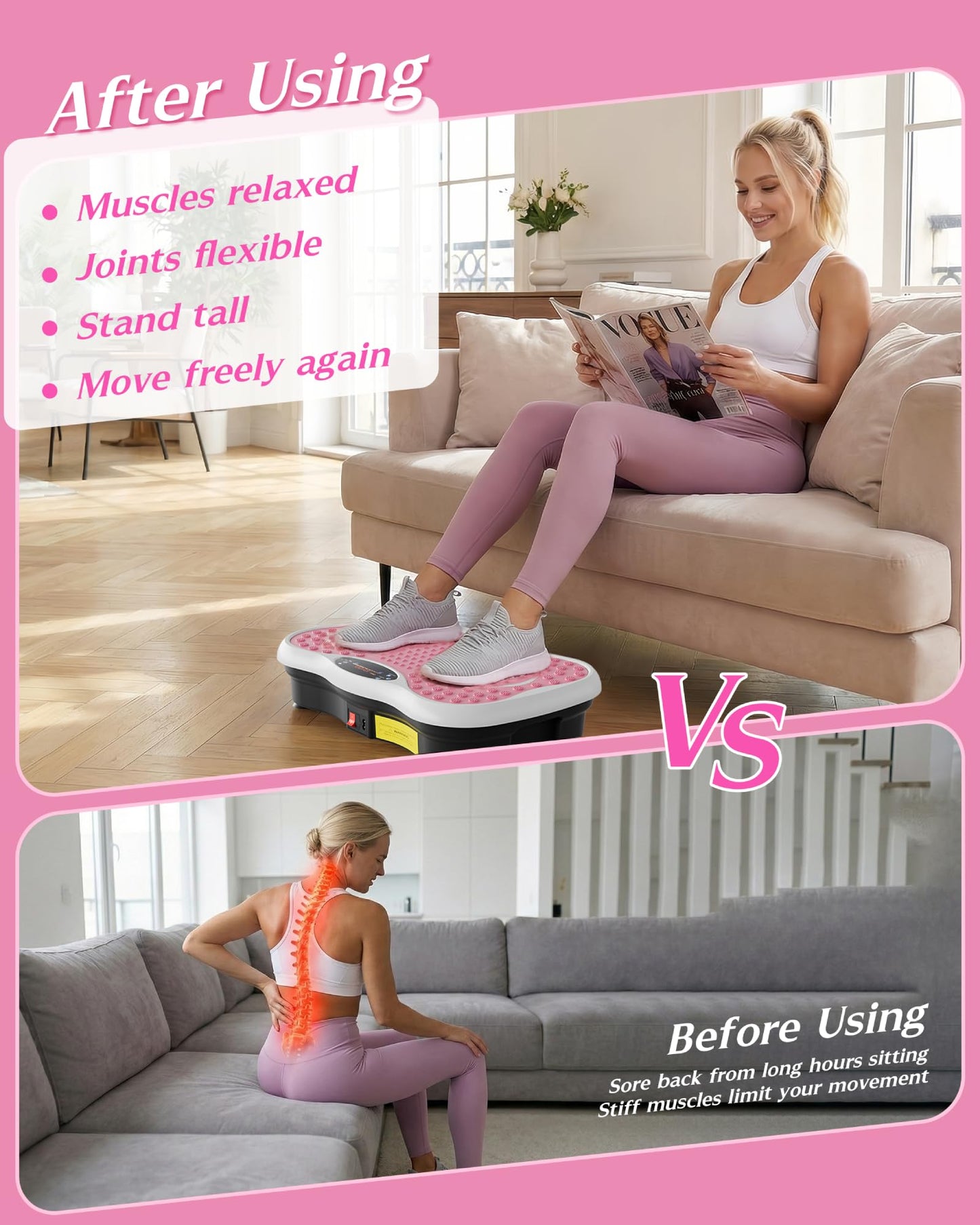 Vibration Plate Exercise Machine for Lymphatic Drainage, 180 Speeds Vibrating Fitness Platform for Full Body Workout and Weight Loss, 300 Lbs Capacity with Resistance Bands and Bluetooth for Women Men