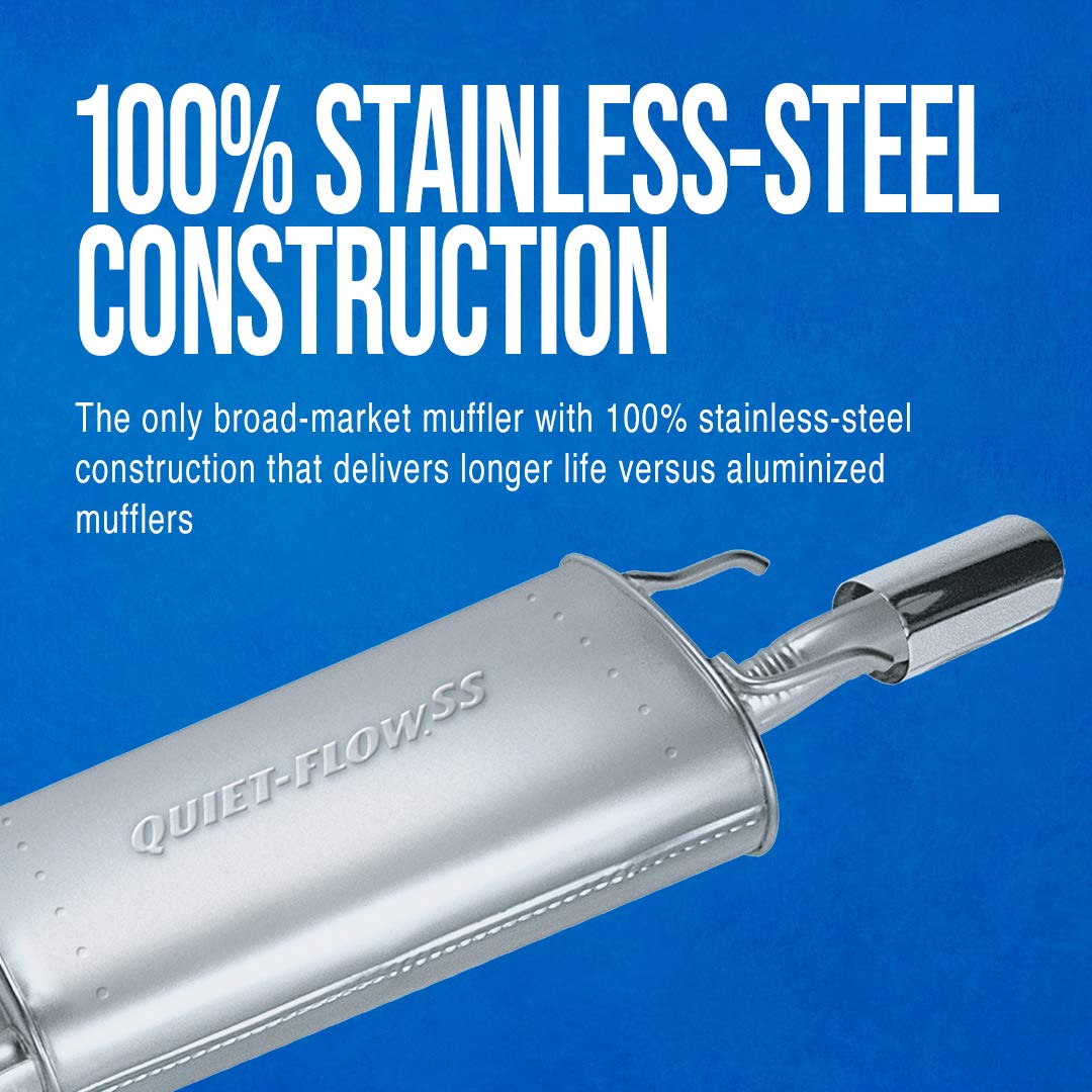 Walker Quiet-Flow SS 54948 Direct Fit Exhaust Muffler Assembly 2.25" Inlet (ID) 2" Outlet (OD) for Dodge Charger
