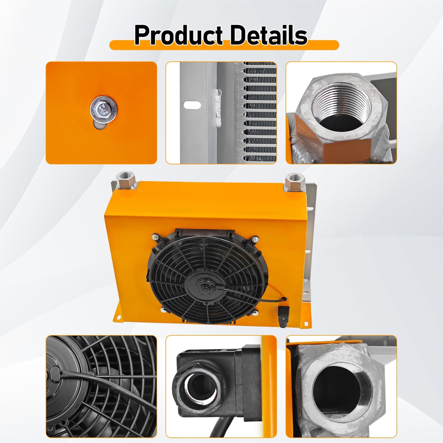 Censeanku AH1417T-CA DC24V 150L/min (40GPM) Hydraulic Oil Cooler Fan 2MPa 120W Hydraulic Air Cooler Air Cooled Oil Radiator Heat Dissipation