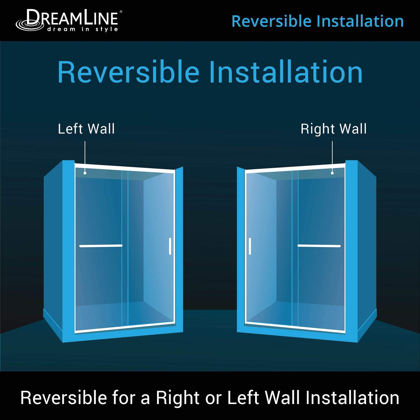 DreamLine Infinity-Z Semi-Frameless Sliding Shower Door | For openings from 44" up to 48" | Clear Glass in Chrome | SHDR-0948720-01