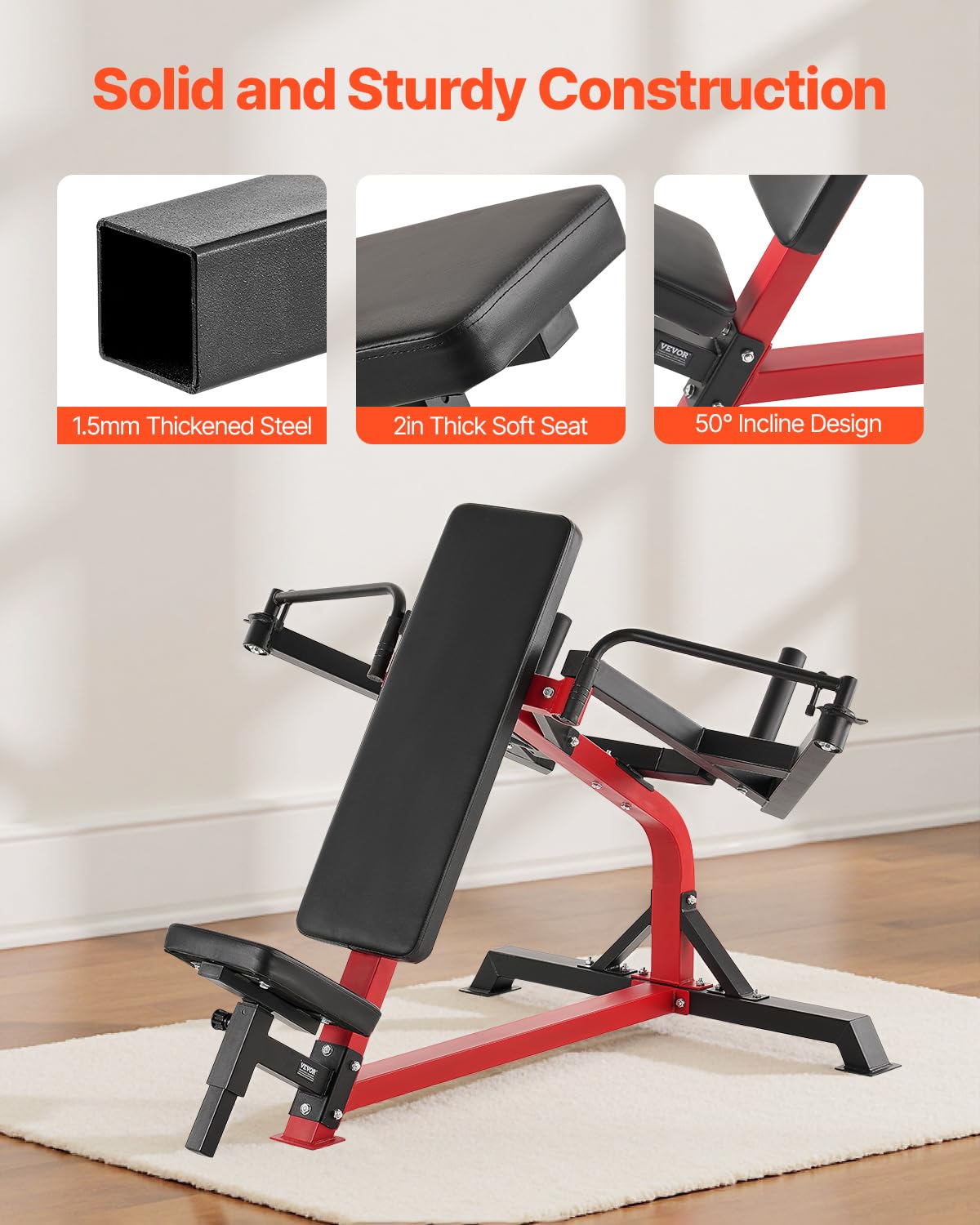 VEVOR Chest Press Machine, Incline Chest Fly and Rear Delt Fly Machine, 450 LBS Chest Machine, Adjustable Fitness Bench Press Machine, Home Gym Equipment for Upper Body Strength Training Machine