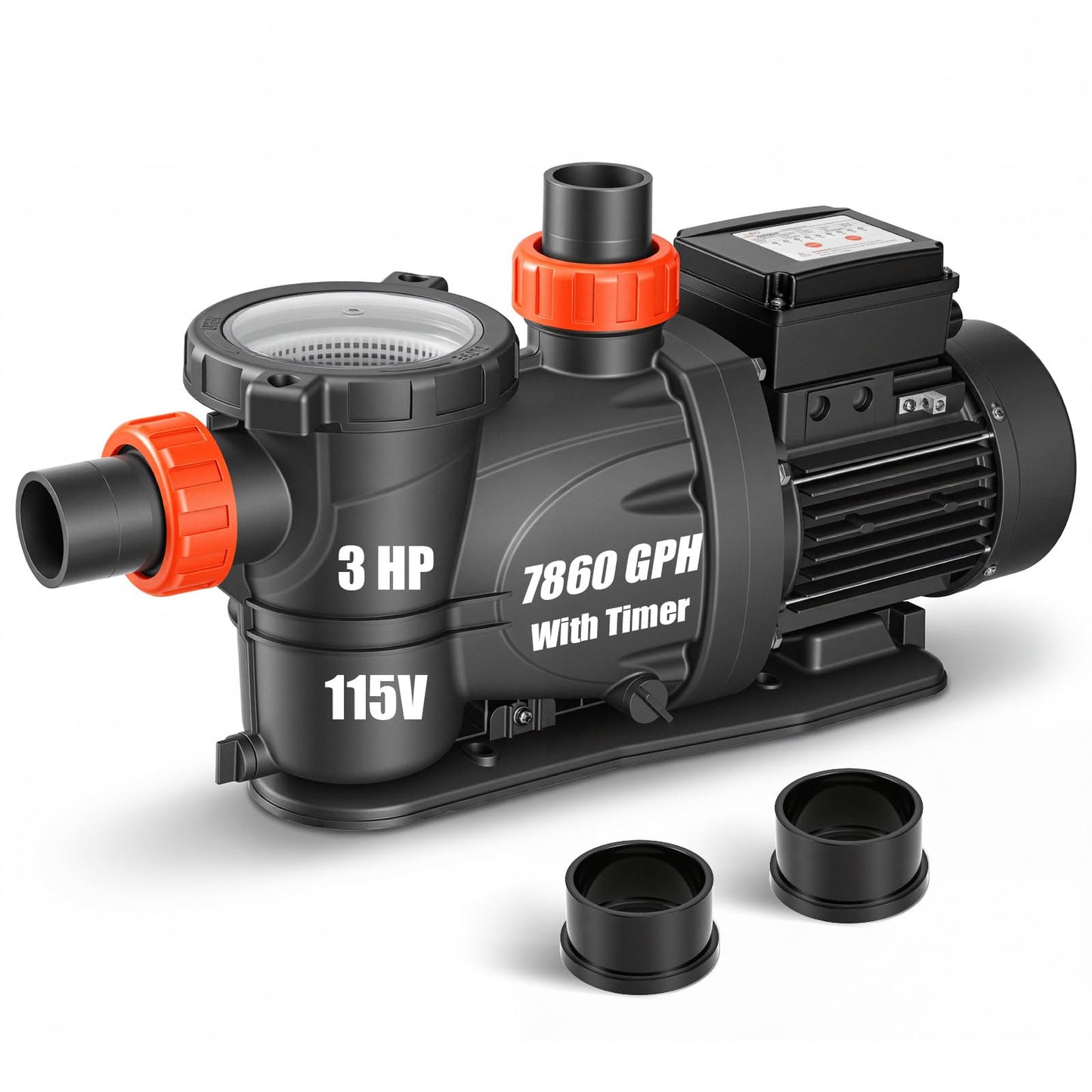 LEO In/Above Ground Pool Pump High Flow Powerful Self Priming Pool Pump,Orange Red