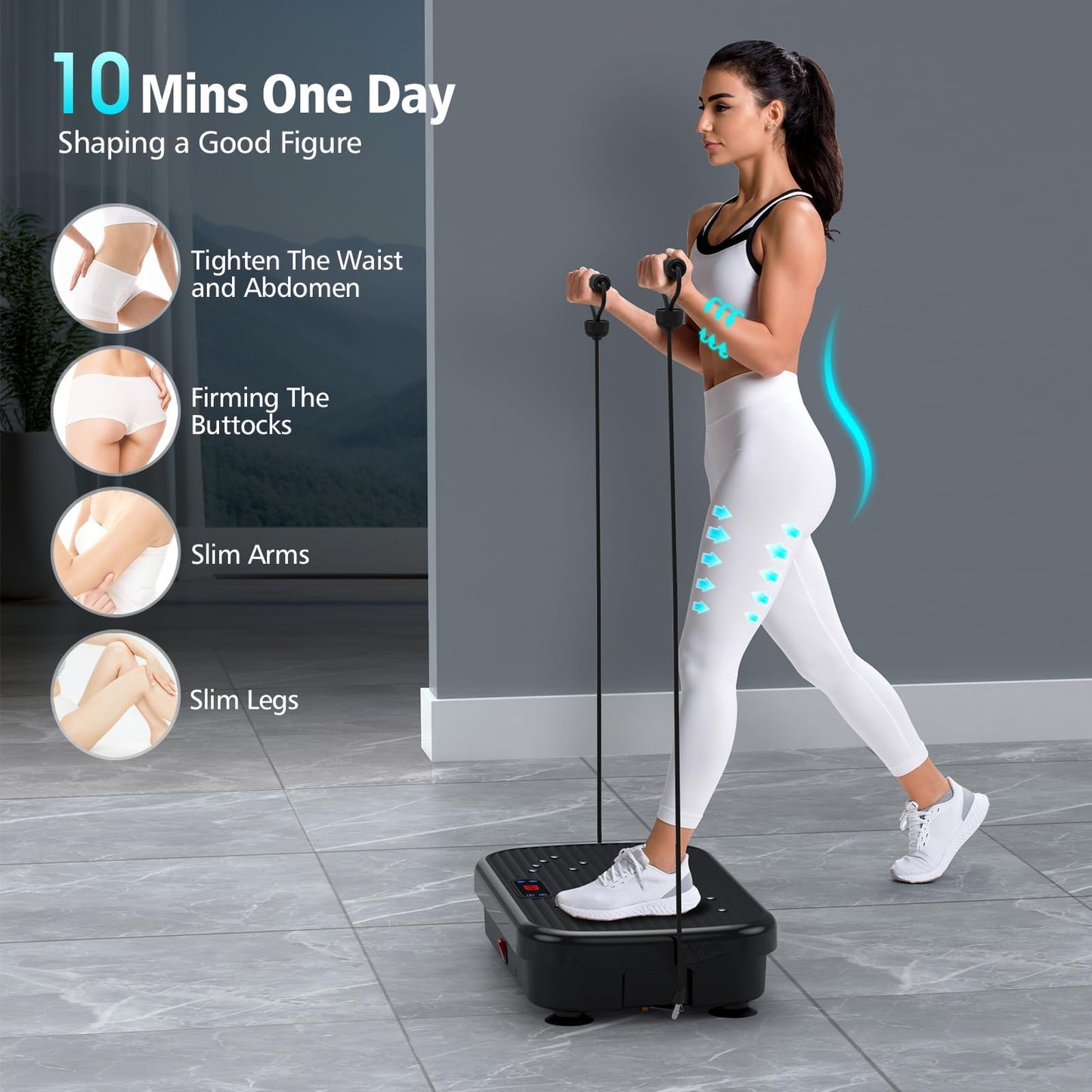 PUREROYI Vibration Plate Exercise Machine, 180 Speeds Workout Vibrating Plate for Lymphatic Drainage Weight Loss, Whole Body Vibration Platform Machines 330 Lbs Capacity for Women Men