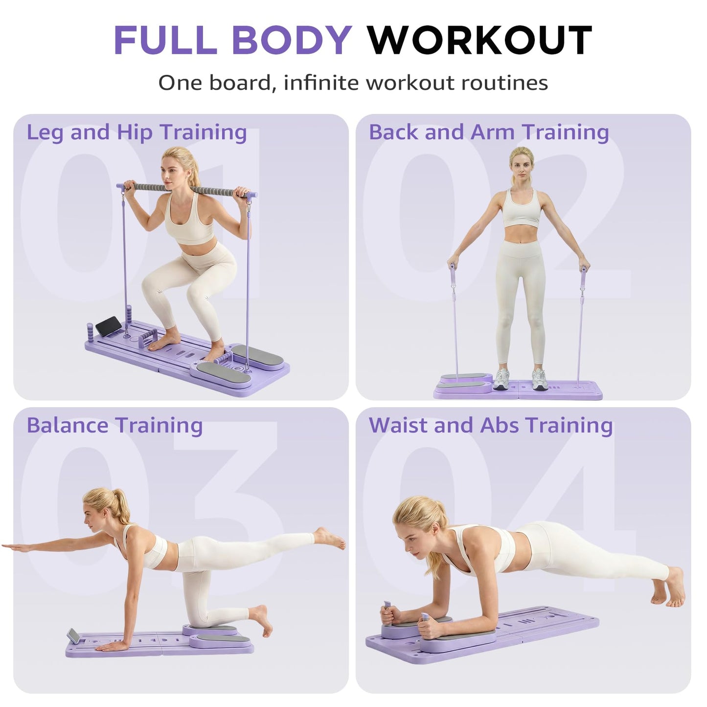 Foldable Pilates Board for Small Spaces - Portable Pilates Reformer Machine with Non-Slip Base & Smart Timer - All-in-One Home Pilates Kit for Beginners, Postpartum Recovery & Strength Training