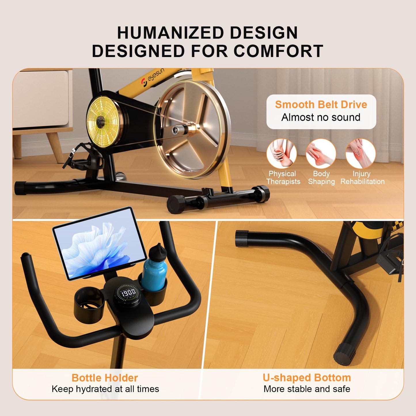 Exercise Bikes for Home,Indoor Cycling Bike with Adjustable Friction,Brake Pad Resistance Silent Belt Drive,330lbs Weight Capacity &Upgraded Version Seat for Home Cardio&Weight Loss(Classical Exercise Bikes Plus)