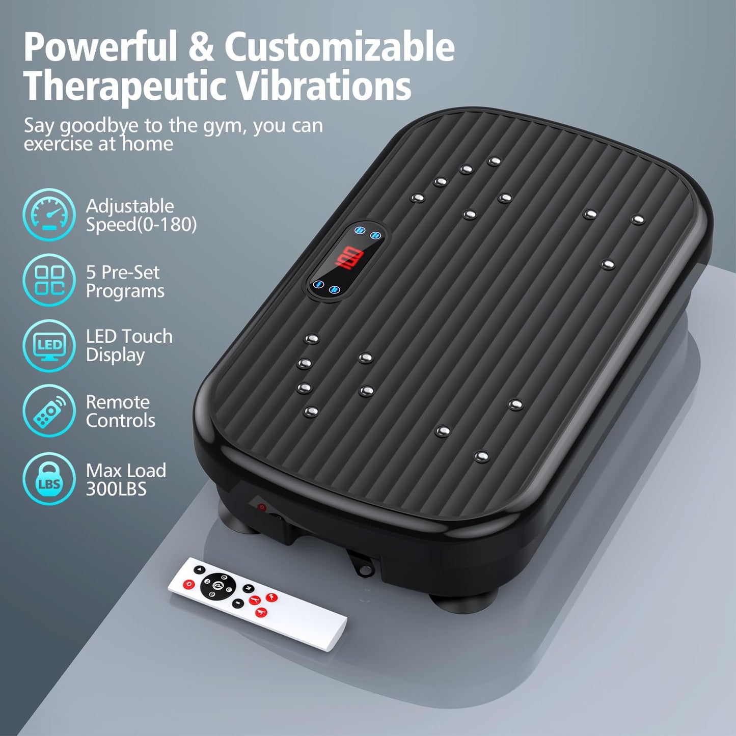 PUREROYI Vibration Plate Exercise Machine, 180 Speeds Workout Vibrating Plate for Lymphatic Drainage Weight Loss, Whole Body Vibration Platform Machines 330 Lbs Capacity for Women Men
