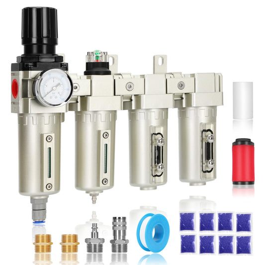 3/4" NPT Industrial Air Dryer for Compressor,4 Stage Air Compressor Water Separator System,Filter Oil Water Separator Dryer for Plasma Cutter and Paint Spray,Auto Drain