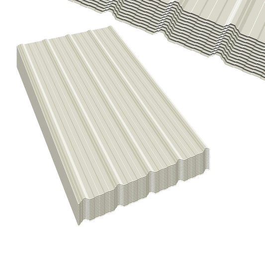 Extra-Wide Coverage Metal Roof Panels (62"x33") Corrugated Galvanized Steel with Screws Waterproof for Warehouse Industrial Shed Garage Patio Roofing 8 Pcs Ivory