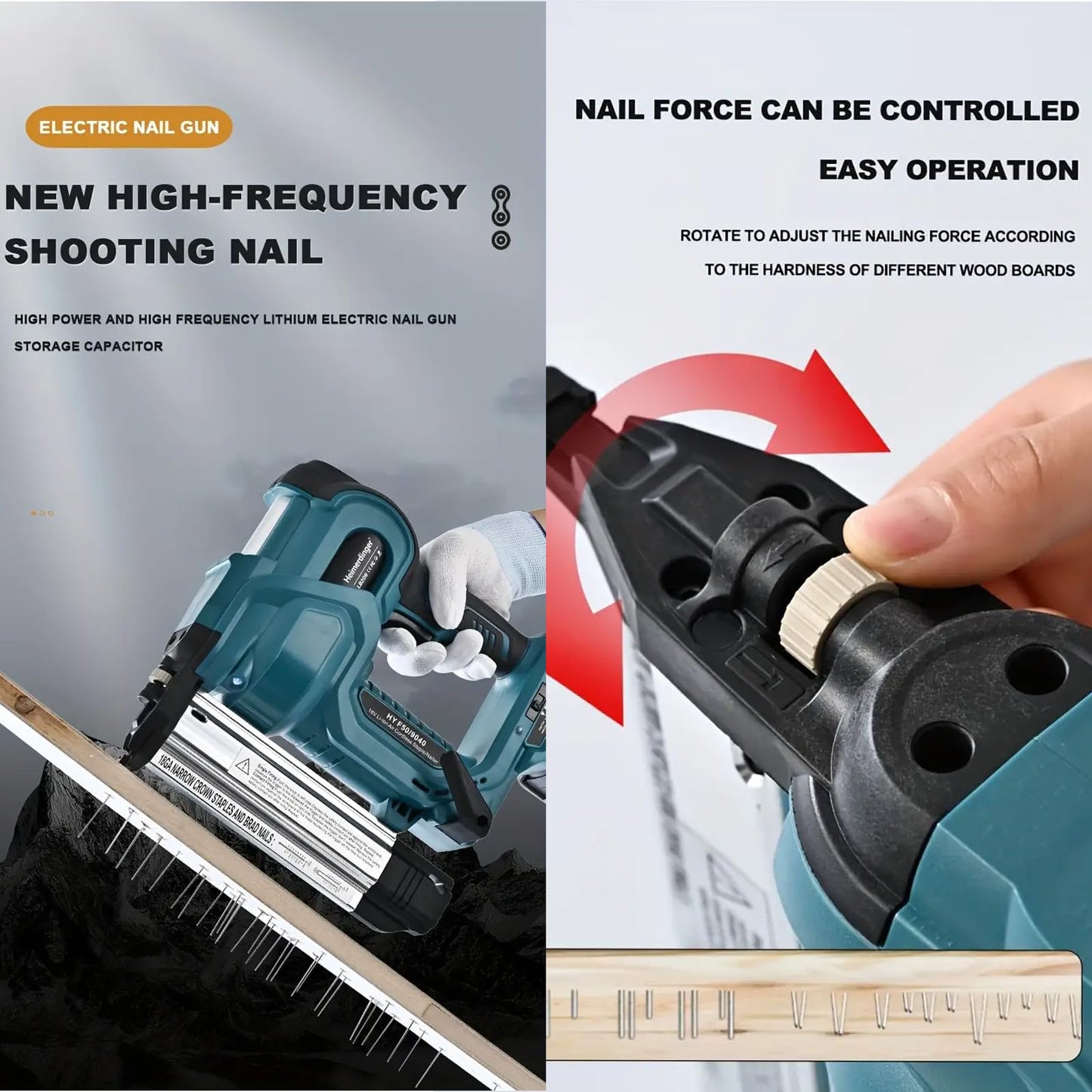 Cordless Nail Gun with 2.0Ah and 4.0Ah Battery,18GA 2 in 1 Nailer/Stapler Gun for Upholstery and Woodworking