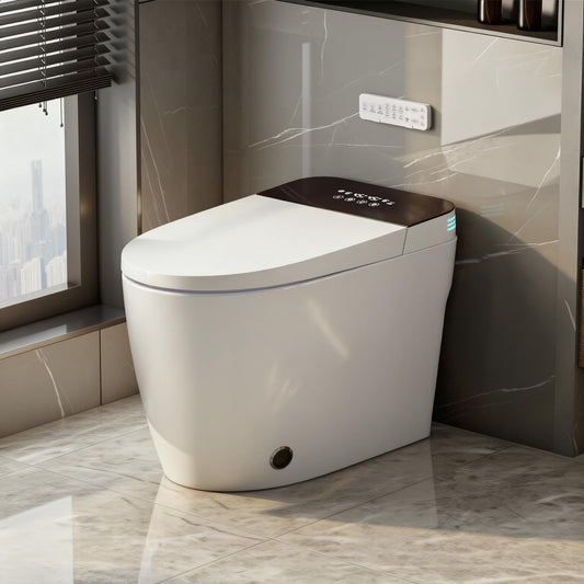 TOTTE Luxury Smart Toilet with Bidet, Hands-Free with Auto Open/Close Lid & Self-Cleaning Bowl | Adaptive Warm Water Wash & Heated Seat, Built-in Aroma, One-Piece Elongated Design