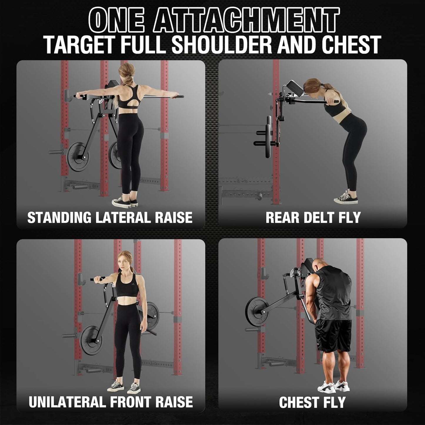 Mikolo Lateral Raise Attachment, Lateral Raise & Chest Fly Machine, Shoulder Press Machines for Chest & Shoulders, Power Rack Attachment with 1" Holes, Upper Body Workout Equipment for Home Gym