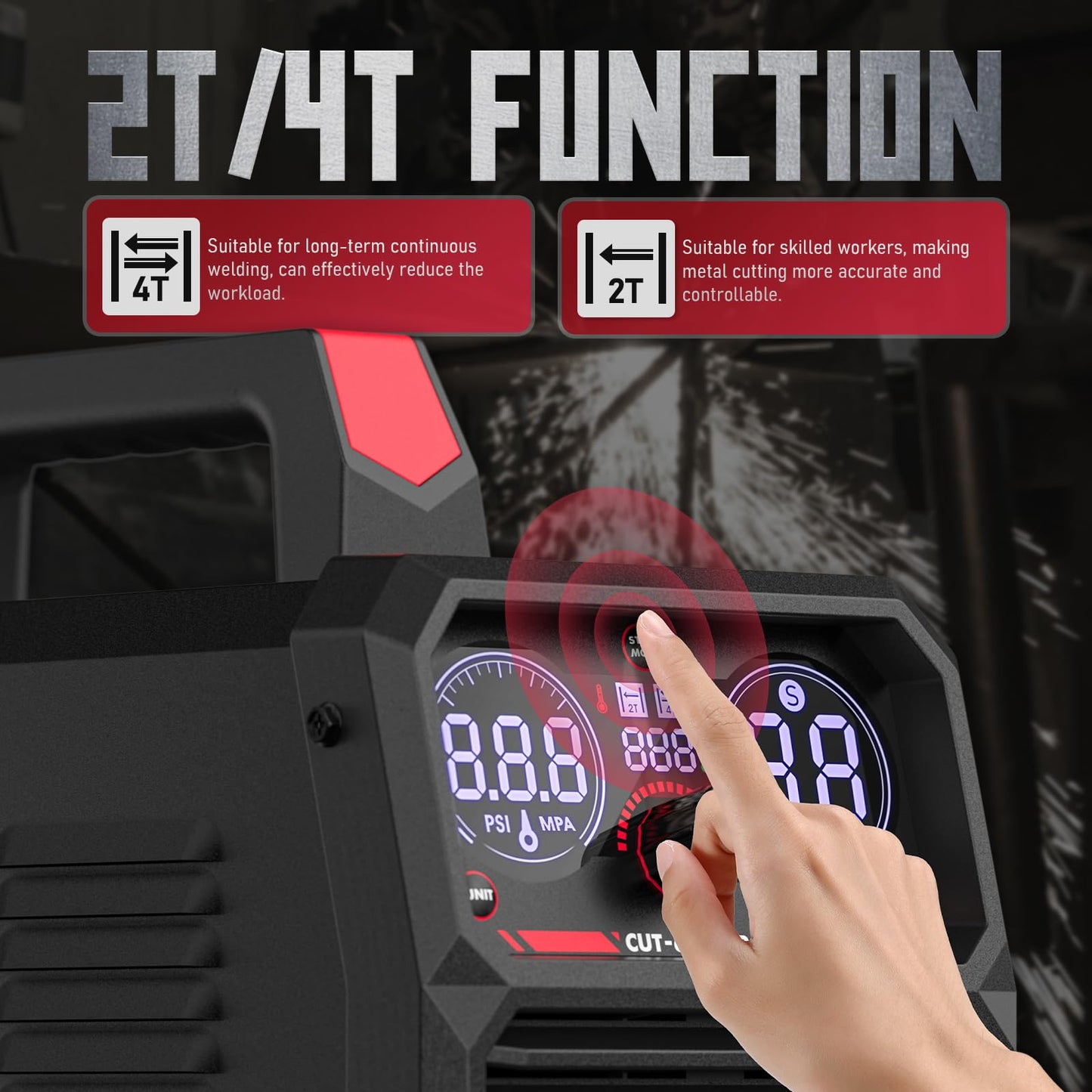 YESWELDER 55 Amp Plasma Cutter Non-High Frequency, Large LED Digital Display Non-Touch Pilot Arc, Digital DC Inverter 110/220V Dual Voltage Plasma Cutting Machine CUT-55DS PRO