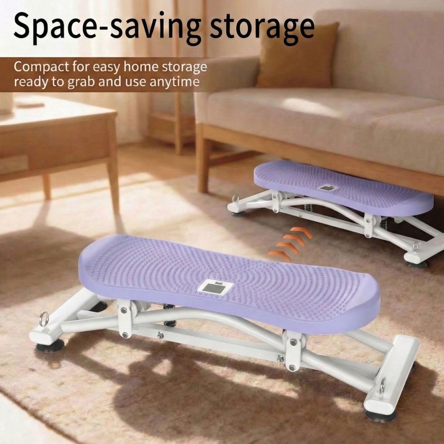 Balance Board for Adults, Rocking Stepper with Resistance Bands, Portable Wobble Board with LCD Monitor, 300 lbs Capacity Ski Trainer for Full Body Workout at Home Gym (Purple)