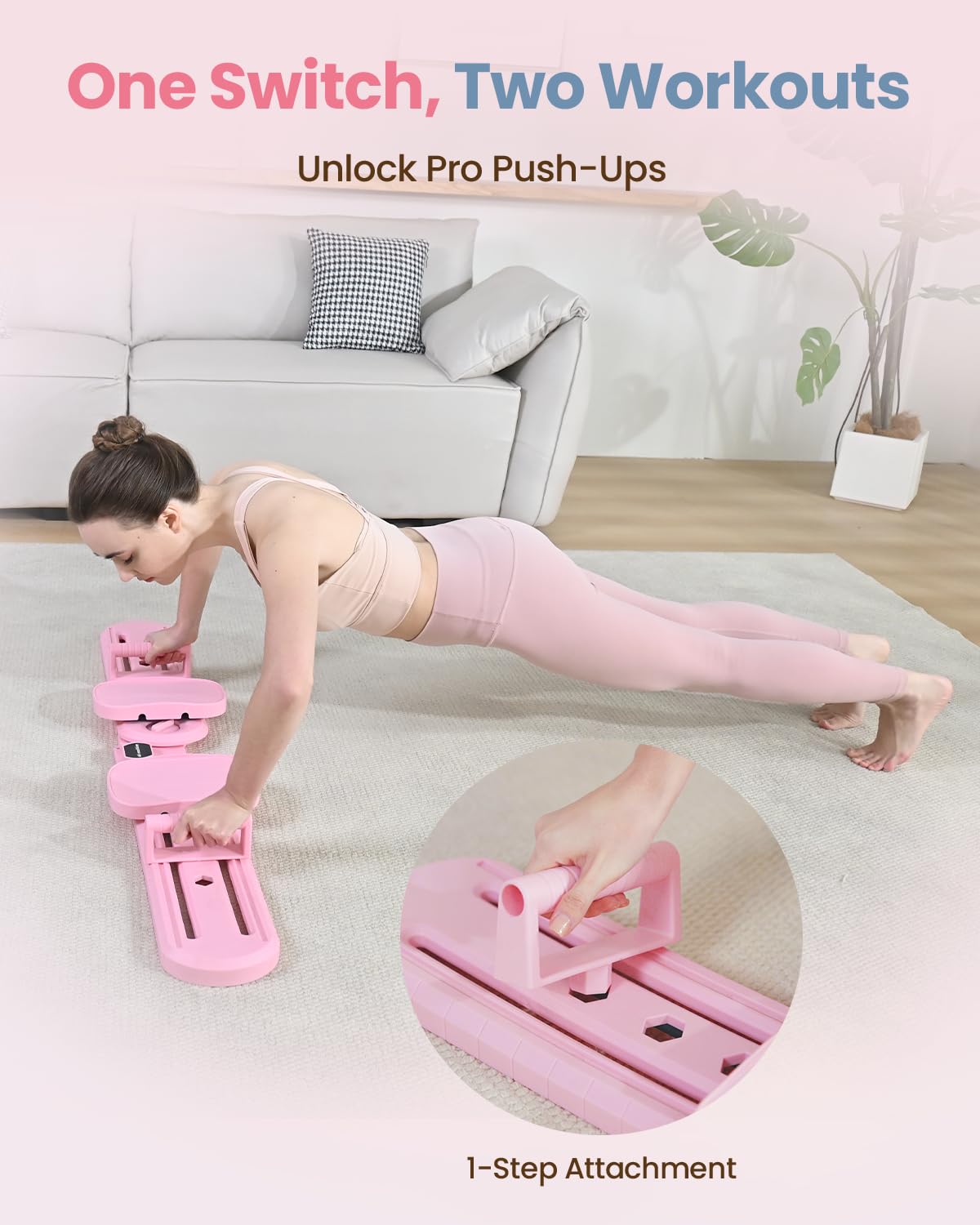 kisnbld Ski Machine, 3-in-1 Foldable Ski Trainer for Women, Pelvic Floor & Core Strengthener, Adjustable Full Body Workout Equipment for Home, Toning & Postpartum Recovery with Push-Up Grips