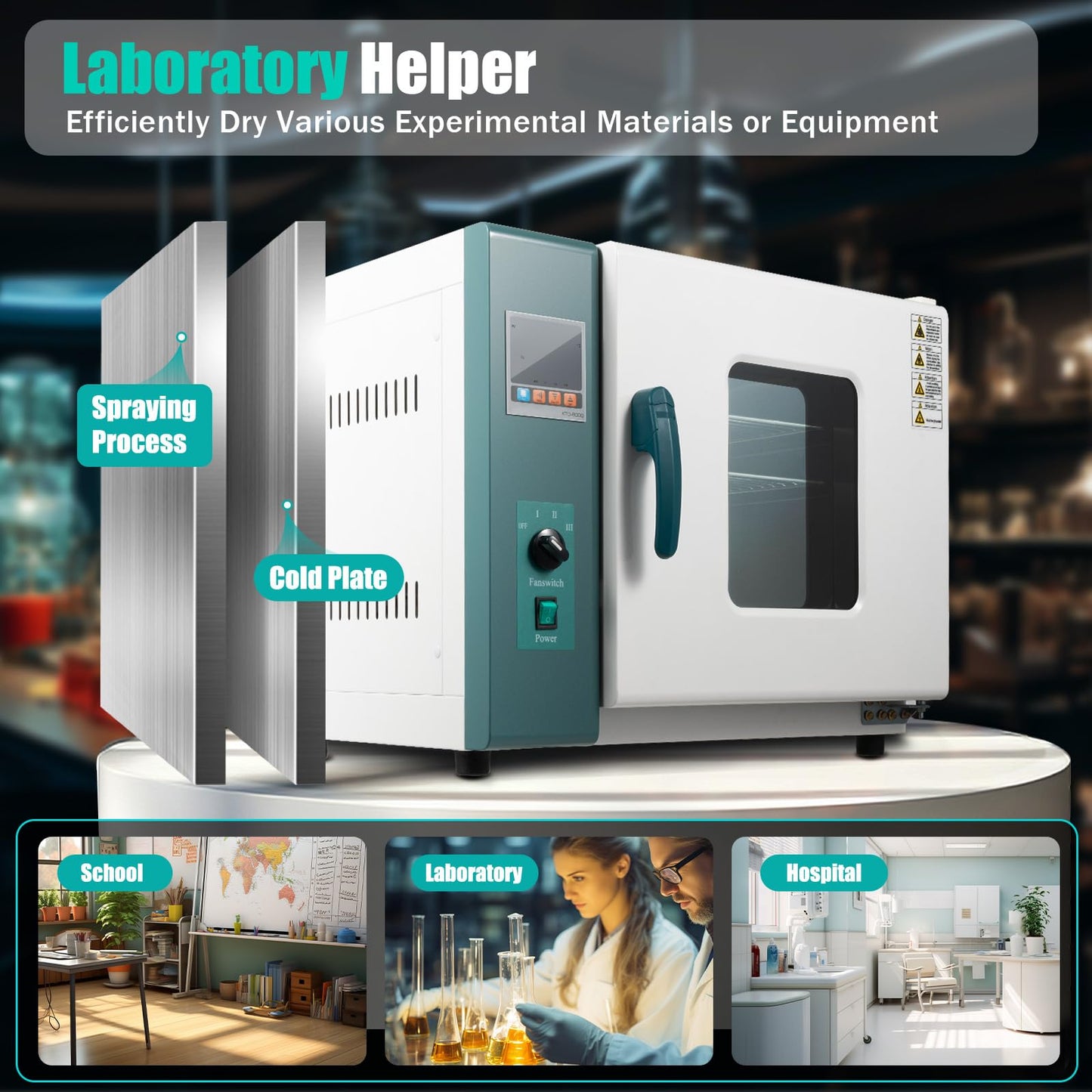 LNUJIUN 1000W Horizontal Electric Blast Drying Oven 110V 45L/12Gal Lab Forced Air Convection Drying Oven w/Intelligent Temperature Controller for Schools, Industrial, Research Institutes