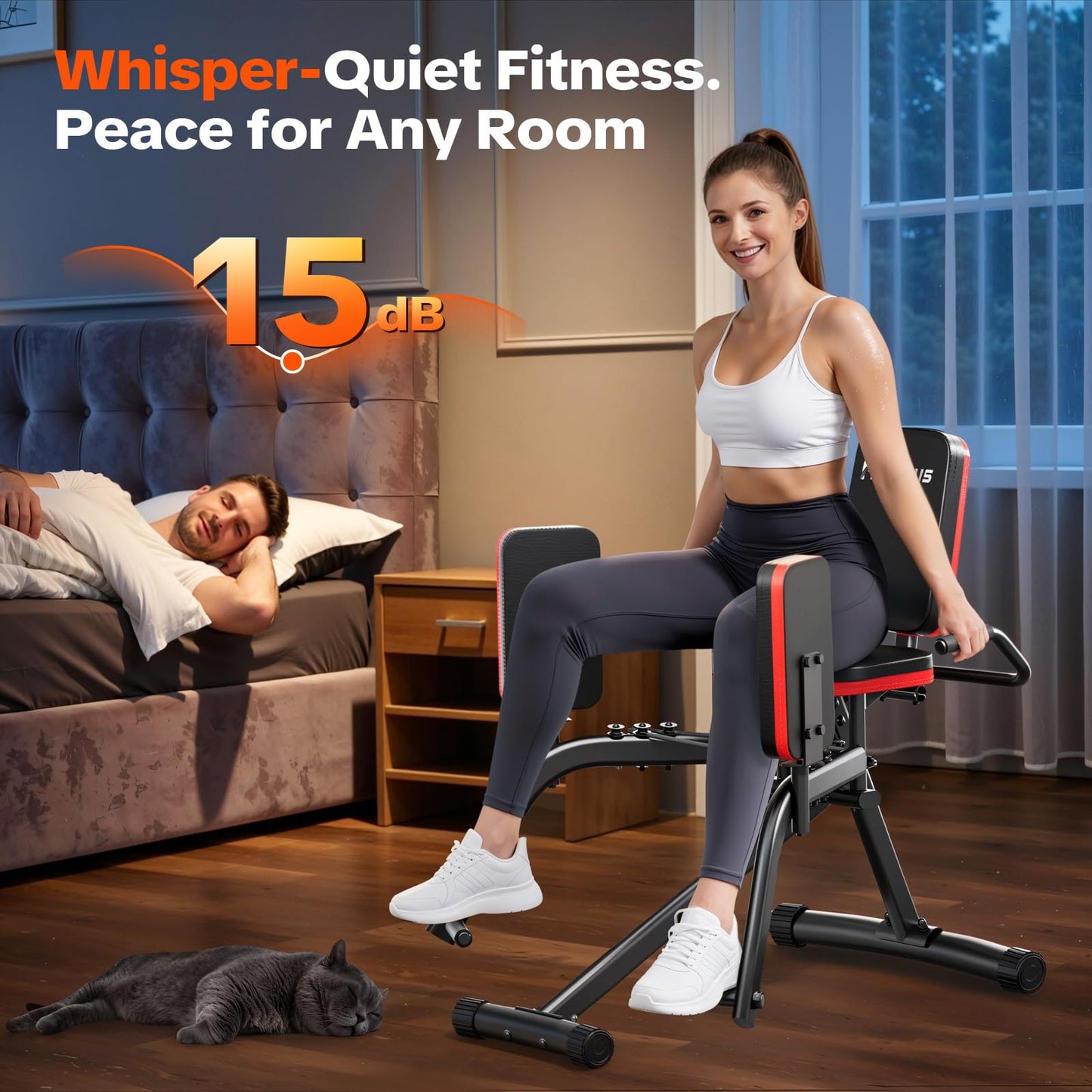 FitNexus Hip Abductor Machine for Women/Men, Compact Glute Machine & Leg Exercise Equipment with Resistance Band, 6-Level Adjustable Booty Builder for Home Gym, Ultra Quiet, 360° Adjustable Leg Pads