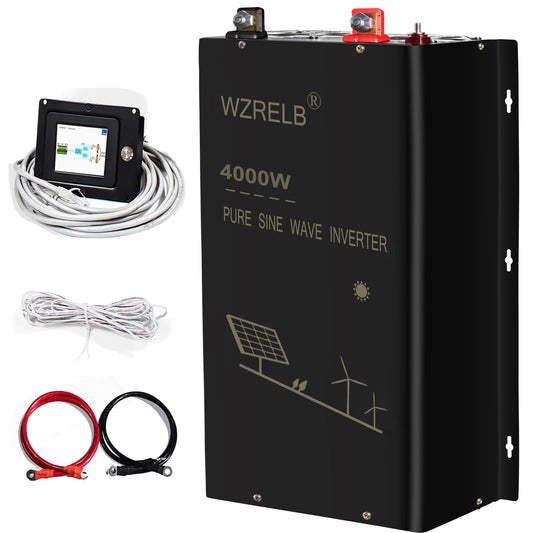 WZRELB 4000W 48V Pure Sine Wave Inverter,48 Volt DC to AC 120V 240V Split Phase Power Inverter,8KW Surge,5 AC Outlets,AC Hardwire Terminal,15ft LCD Remote Panel