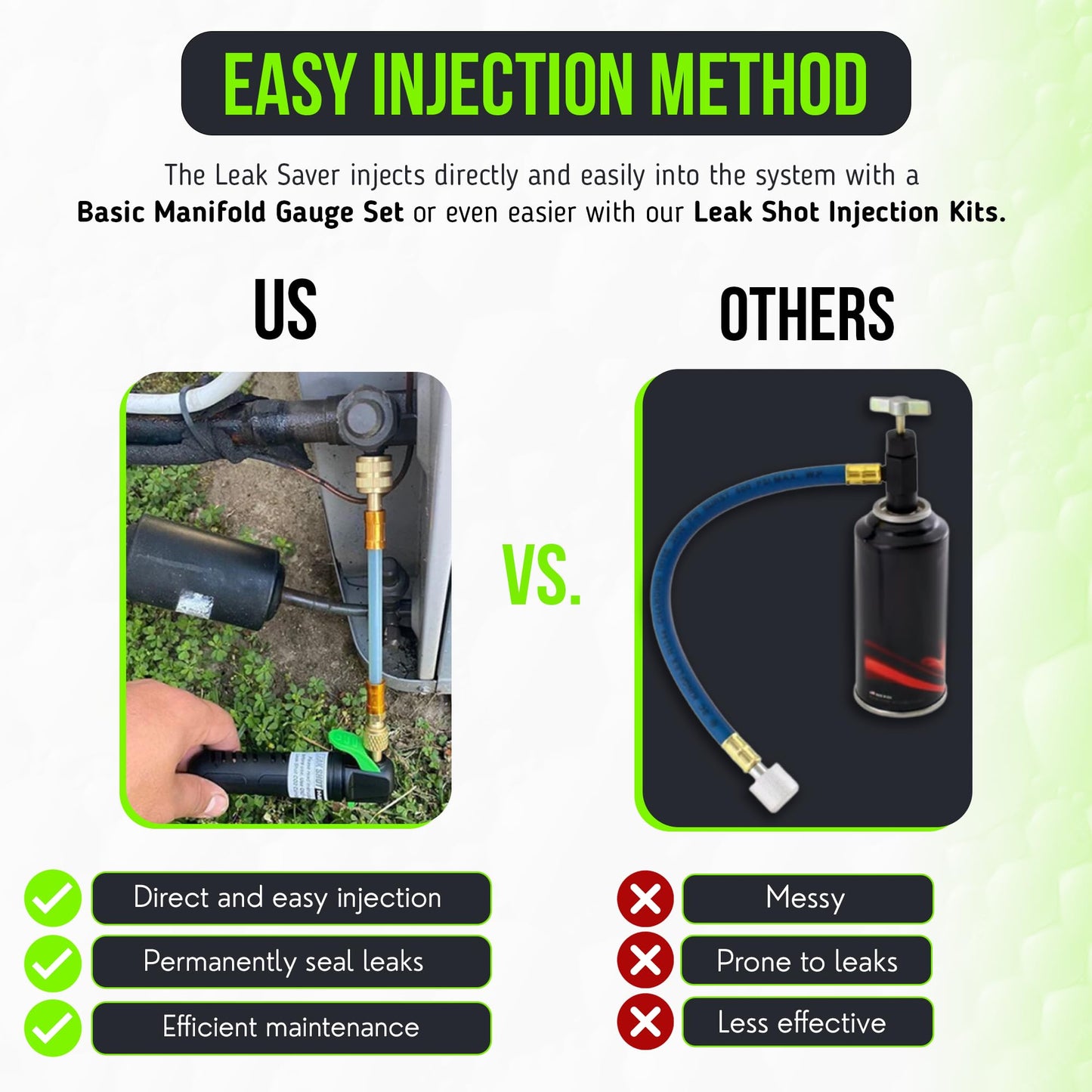 Leak Saver Direct Inject Ultimate 3-Pack | 3-in-1 AC Refrigerant Leak Sealer | with UV Dye & Moisture Remover | for Most HVAC Systems Up to 5 Tons - Professional AC Leak Sealer - AC Stop Leak