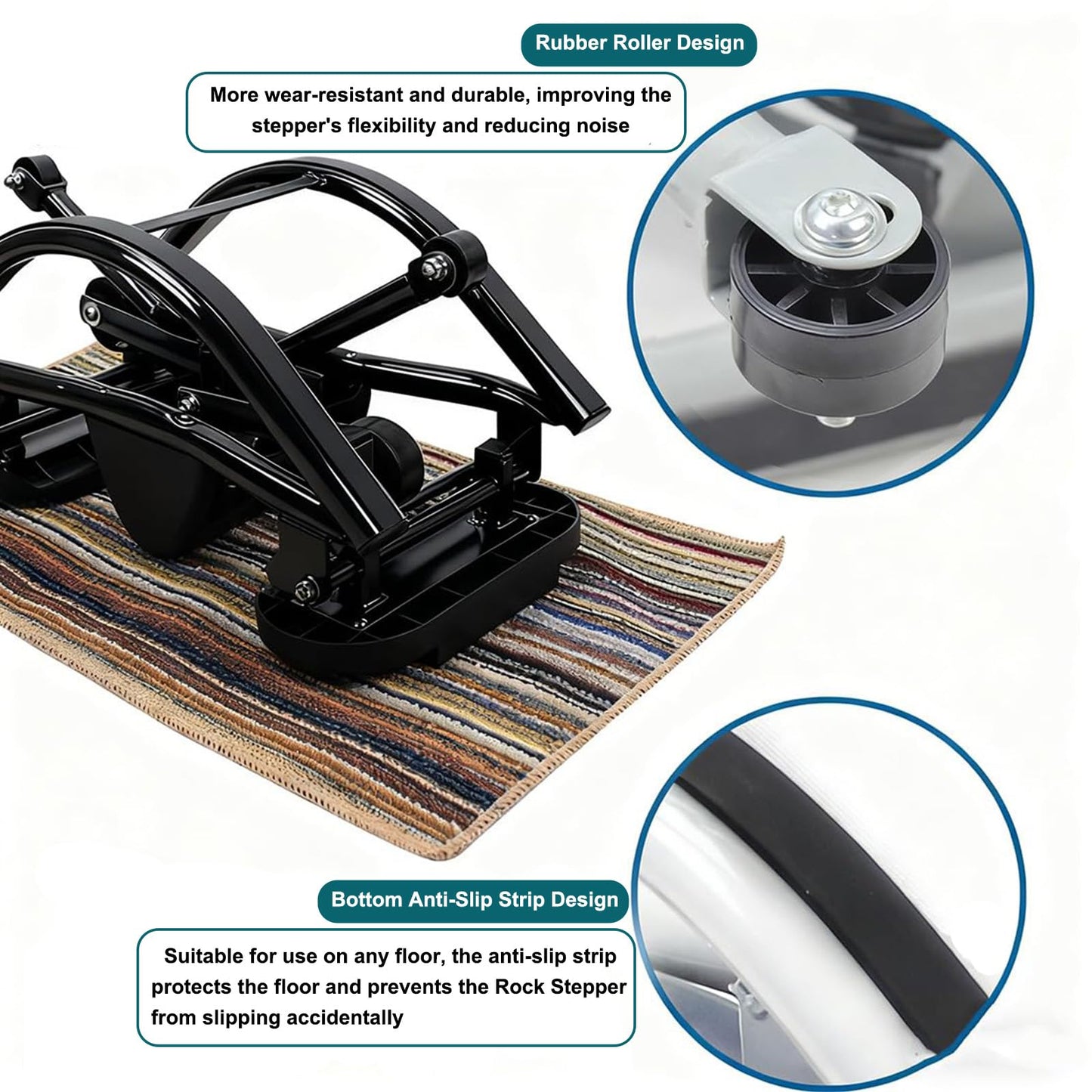 WIKONALK Rock Stepper,Portable Rock Stepper Side to Side,Rocking Steppers for Exercise at Home with Resistance Bands and Digital Display,Low-Impact Balance Board for Full Body,No Assembly