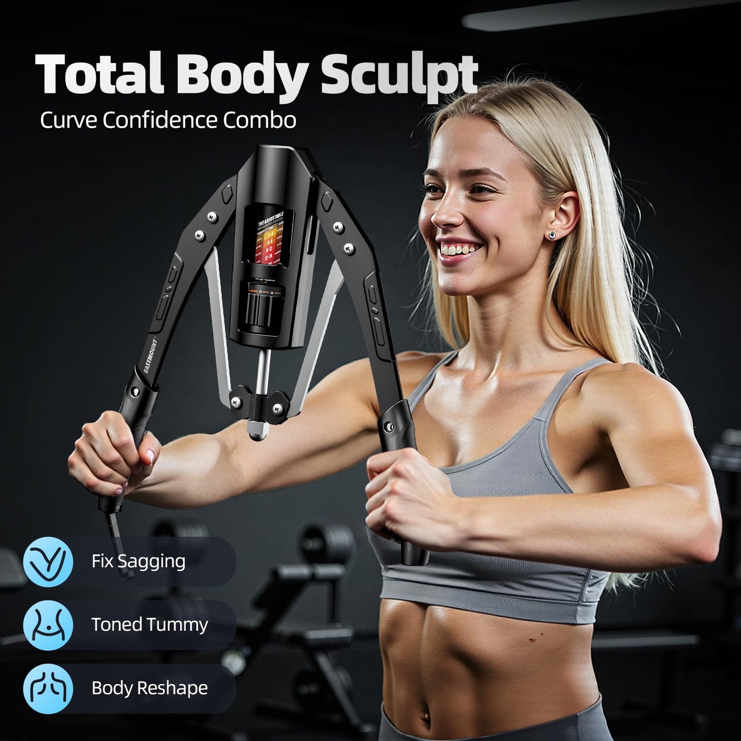 EAST MOUNT Twister Arm Exerciser - Adjustable 22-440lbs Hydraulic Power Twister, Home Chest Expander, Shoulder Muscle Training Fitness Equipment, Arm Enhanced Exercise Strengthener (FullBlack)