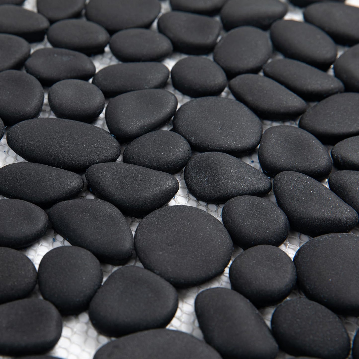 Lovdeco Pebble Tile Shower Floor, Mosaic Pebble Backsplash for Wall, Stone Tiles for Bathroom and Outdoor Garden, 5 Sheets, Black