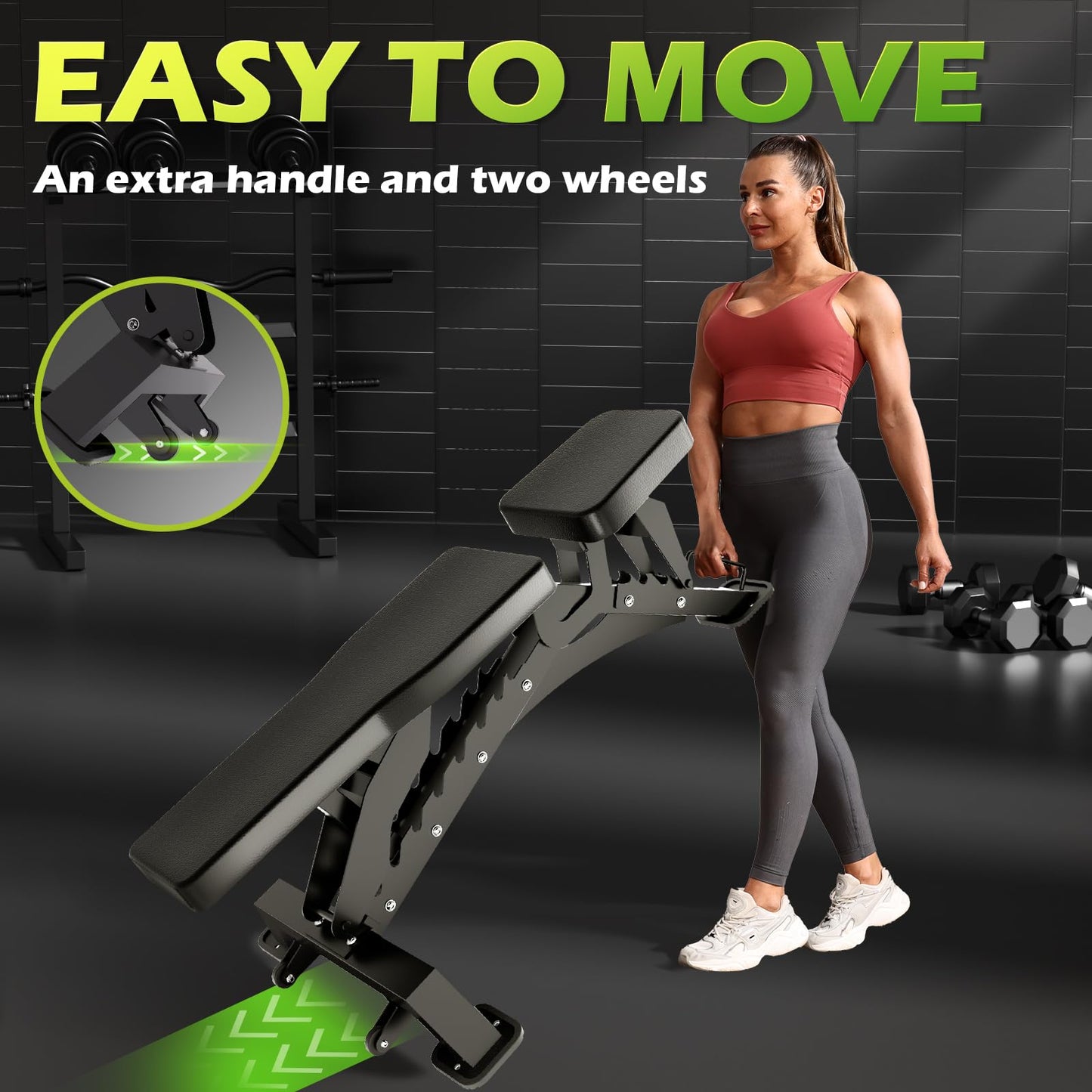 BODYRHYTHM Commercial-grade Weighted Bench, 1300LBS Weight Capacity Strength Training Bench, Heavy-duty Adjustable Workout Bench for Garage and Home Gym Workouts, Weight Lifting, and Bench Press. (Black)