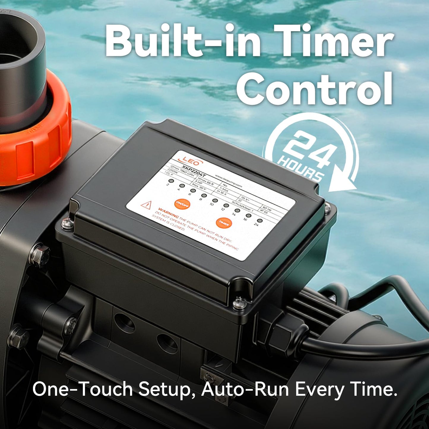 LEO In/Above Ground Pool Pump High Flow Powerful Self Priming Pool Pump,Black