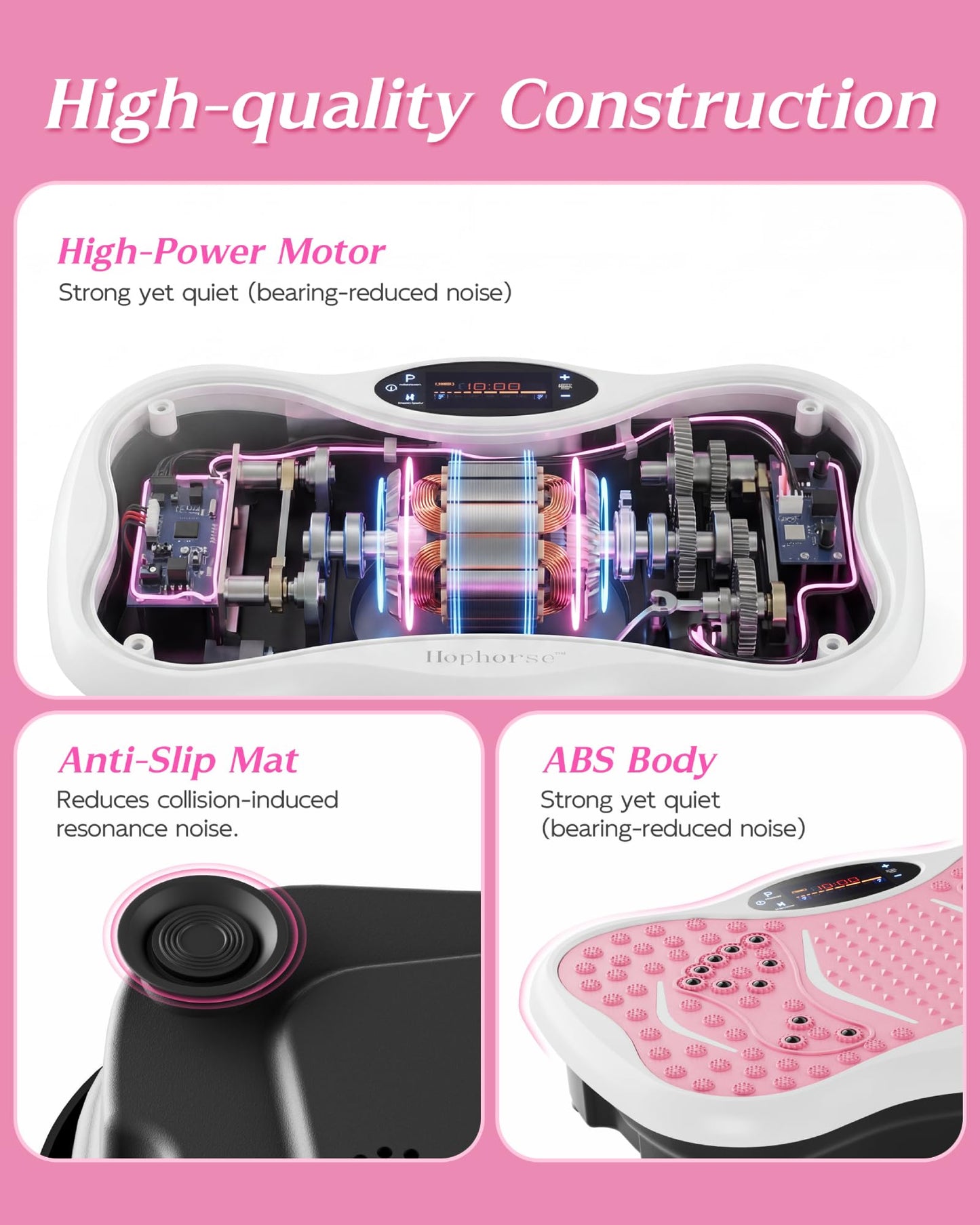 Vibration Plate Exercise Machine for Lymphatic Drainage, 180 Speeds Vibrating Fitness Platform for Full Body Workout and Weight Loss, 300 Lbs Capacity with Resistance Bands and Bluetooth for Women Men