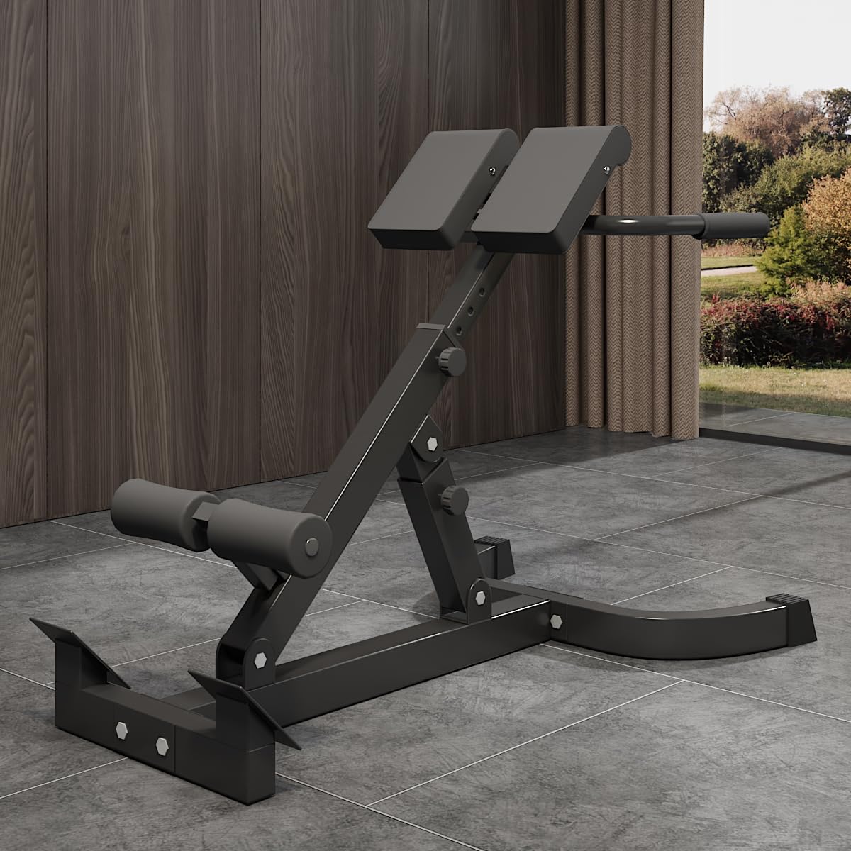 Multi-angle adjustable Roman chair, foldable storage Roman bench, goat-style lumbar support fitness equipment, height adjustable fitness bench