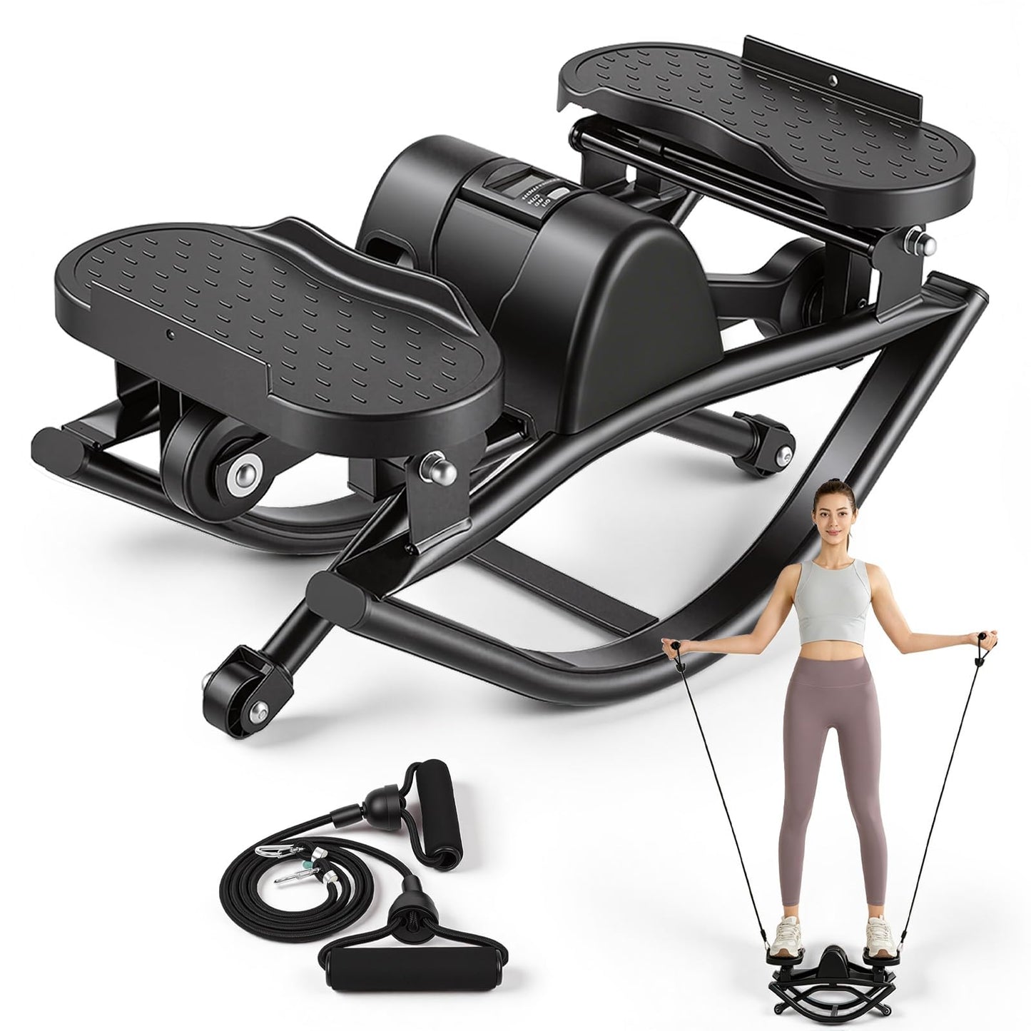 The Rock Stepper Side to Side, U-Shaped Low-Impact Mini Stepper, Quiet Lateral Rocking Step Machine, Compact Stair Stepper for Home Workout & Leg Glutes Exercise