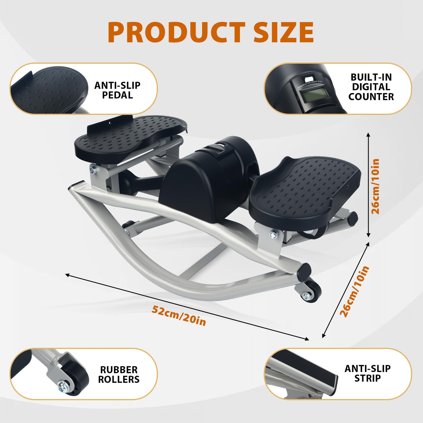 Rock Stepper Side to Side,Rock Stepper,Rock Stepper Machine for Exercise at Home- with Digital Display,Fitness Stepper for Arms,Legs & Glutes,Rock Stepper Workout for Office,Apartment (Black/Grey)