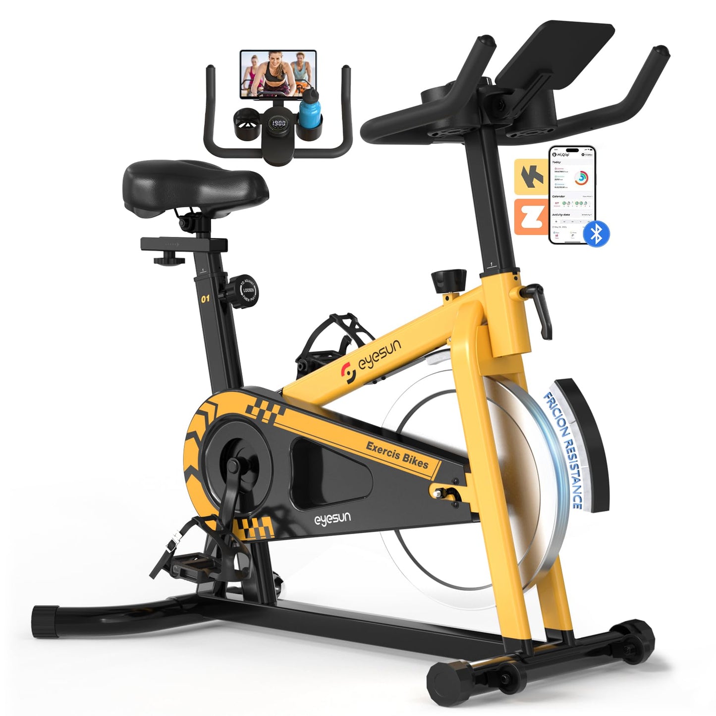 Exercise Bikes for Home,Indoor Cycling Bike with Adjustable Friction,Brake Pad Resistance Silent Belt Drive,330lbs Weight Capacity &Upgraded Version Seat for Home Cardio&Weight Loss(Classical Exercise Bikes Plus)