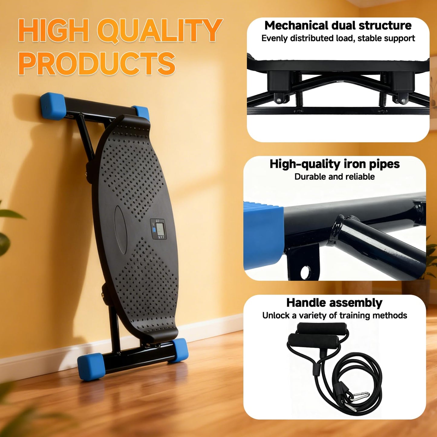 JOBUR Balance Trainer Simulated Ski Machine Resistance-Based Aerobic Treadmill Portable Stepper Carries 300 pounds Silent Full-Body Exercise Machine with LED Display.