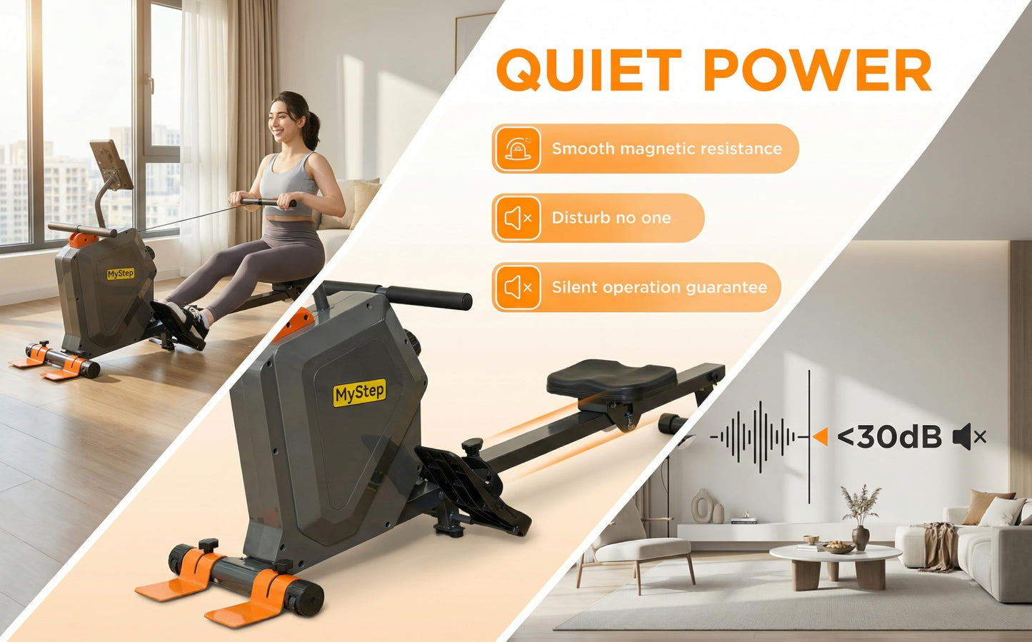 CUDOEEAI Magnetic Rowing Machine for Home, Quiet Foldable Rower with 8-Level Resistance, 2-in-1 Strength Training, LCD Monitor & Tablet Holder, Full-Body Low-Impact Cardio Workout Equipment (DR1000)