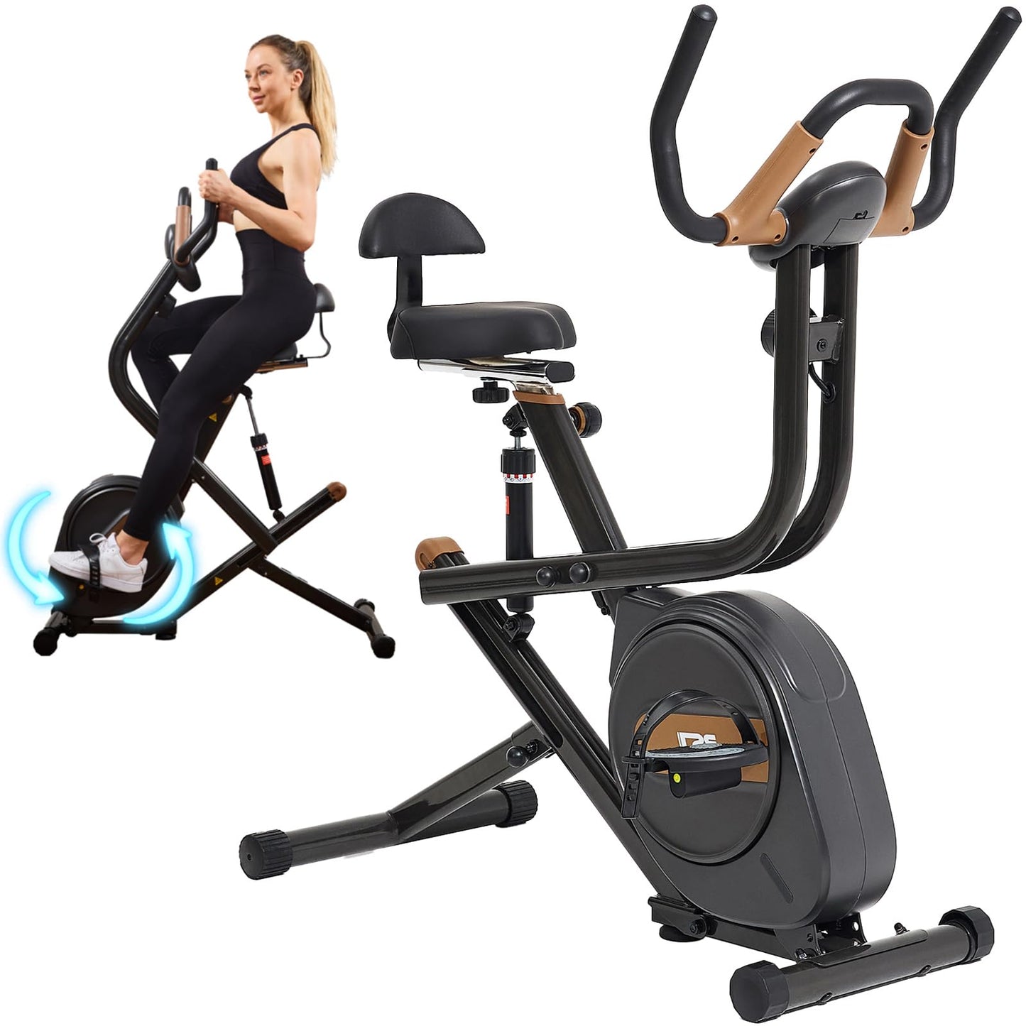 BSJ BESTGYM 3 in 1 Squat Machine,Exercise Bike,Adjustable Magnetic Resistance Stationary Bikes for Home with App Compatible,Squat Assist Trainer,Indoor Bike with 300lbs Weight Capacity,Workout Bike