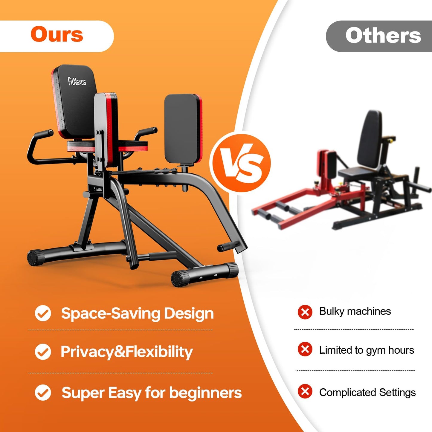 FitNexus Hip Abductor Machine for Women/Men, Compact Glute Machine & Leg Exercise Equipment with Resistance Band, 6-Level Adjustable Booty Builder for Home Gym, Ultra Quiet, 360° Adjustable Leg Pads