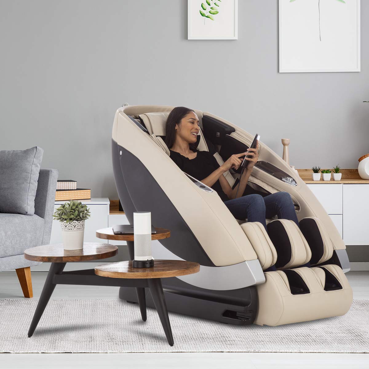 Human Touch Super Novo Zero Gravity Massage Chair - Virtual Therapist w/Alexa, Cloud Touch Acupressure - 3D & 4D Full Body Massage, Stretch & Deep Tissue for Recovery - 38 Wellness Programs, Cream