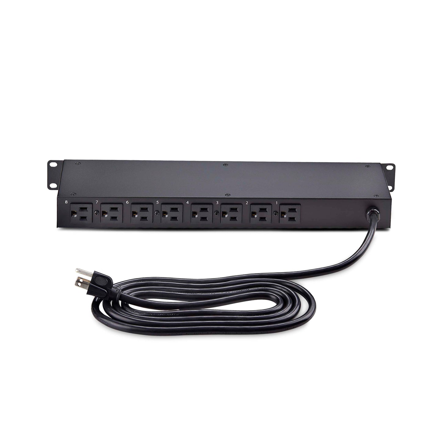 StarTech.com 8-Outlet Horizontal Rack Mount PDU, 1U Power Strip, Outlet On/Off Switches, 15A Breaker, 8ft/2.4m Cord NEMA 5-15, TAA