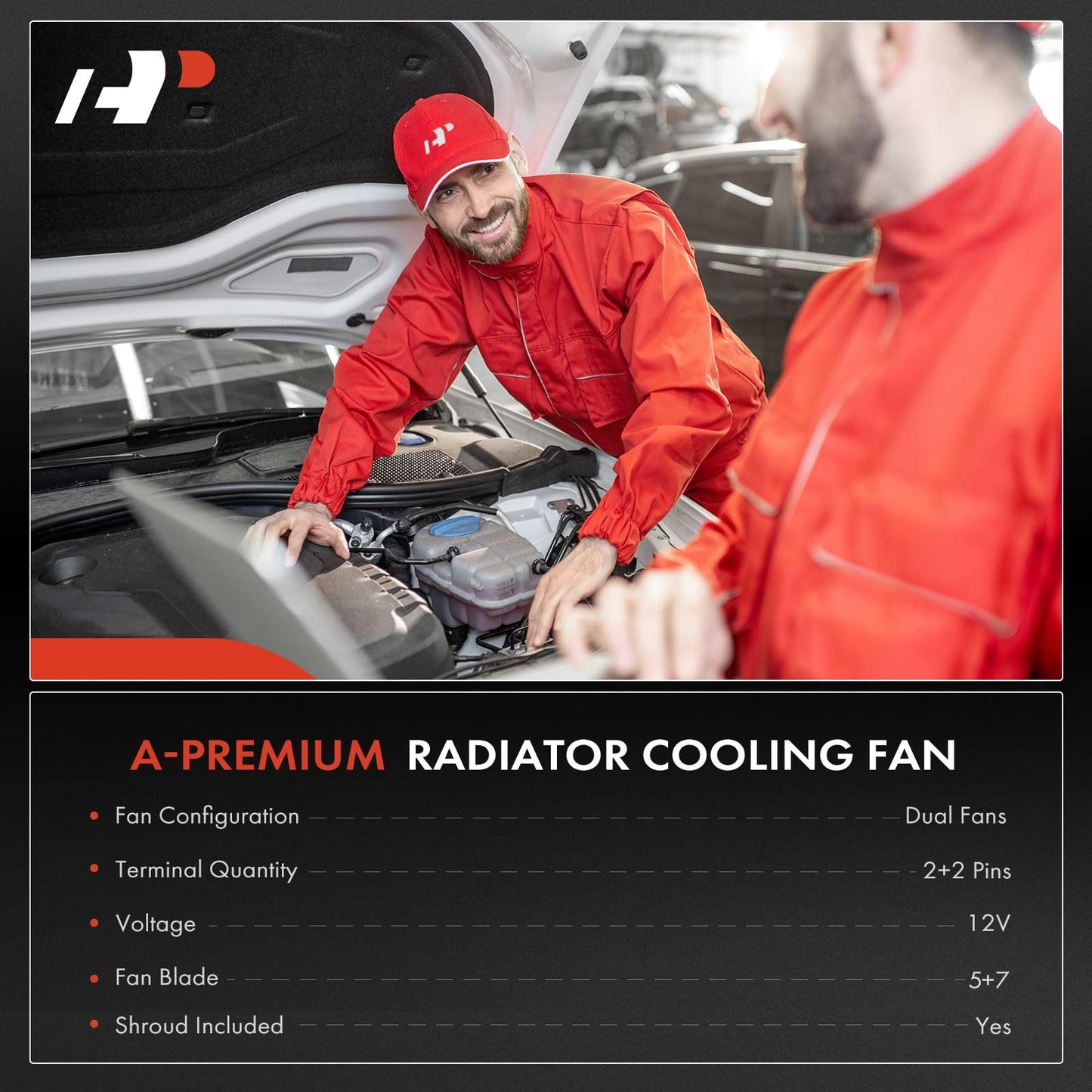 A-Premium Engine Radiator Cooling Fan Assembly Compatible with Select Lexus Models - GS350 2007 2008 2009 2010 2011 - Replace# 1636331070, 1671131240