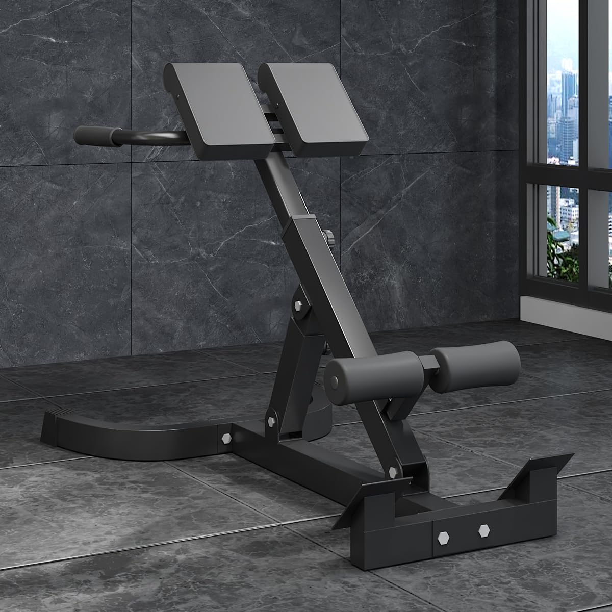 Multi-angle adjustable Roman chair, foldable storage Roman bench, goat-style lumbar support fitness equipment, height adjustable fitness bench