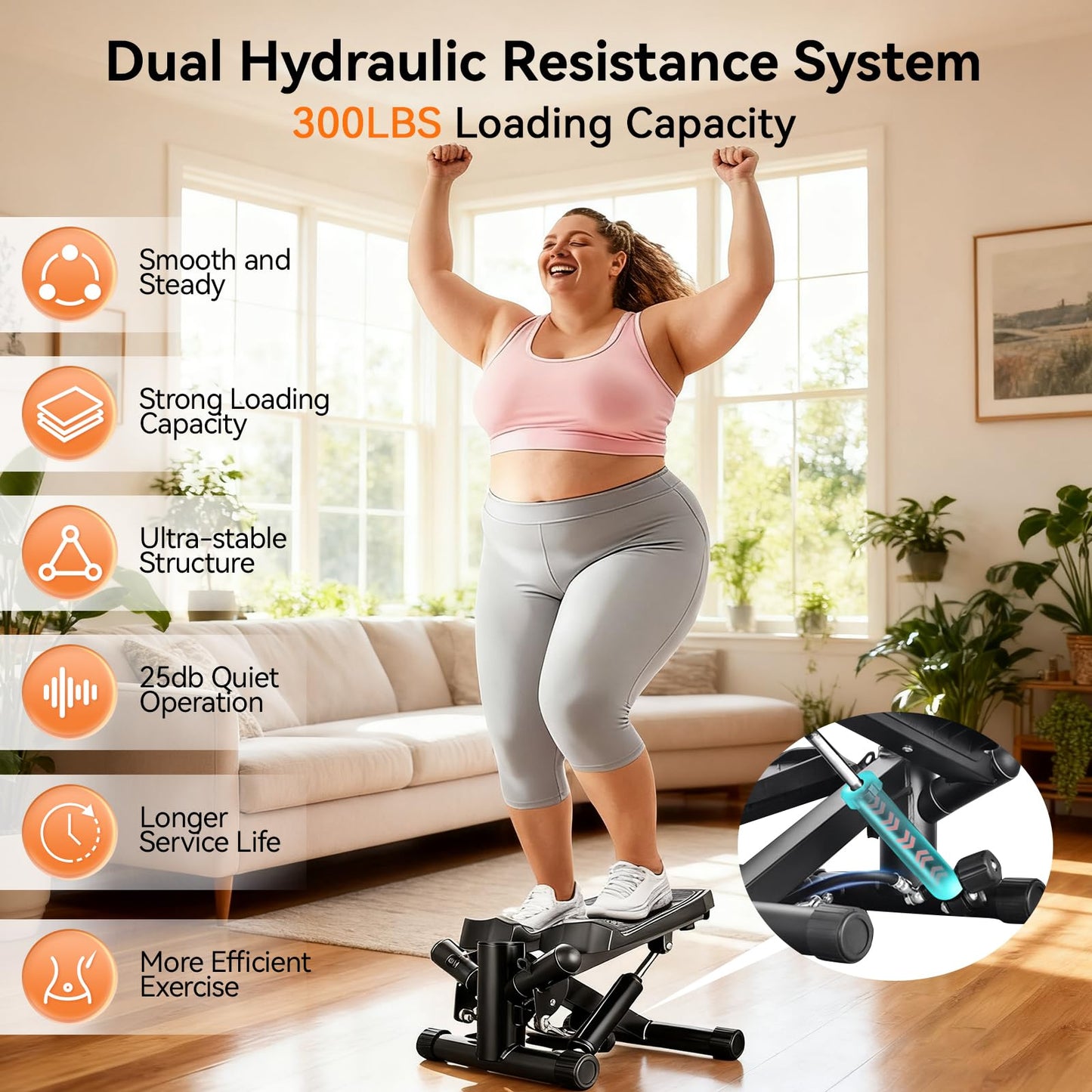 Joxir Twist Stepper for Exercise at Home, Mini Stair Stepper with Resistance Bands for Full Body Workout, Smooth and Quiet, Step Machine with 300LBS Loading Capacity