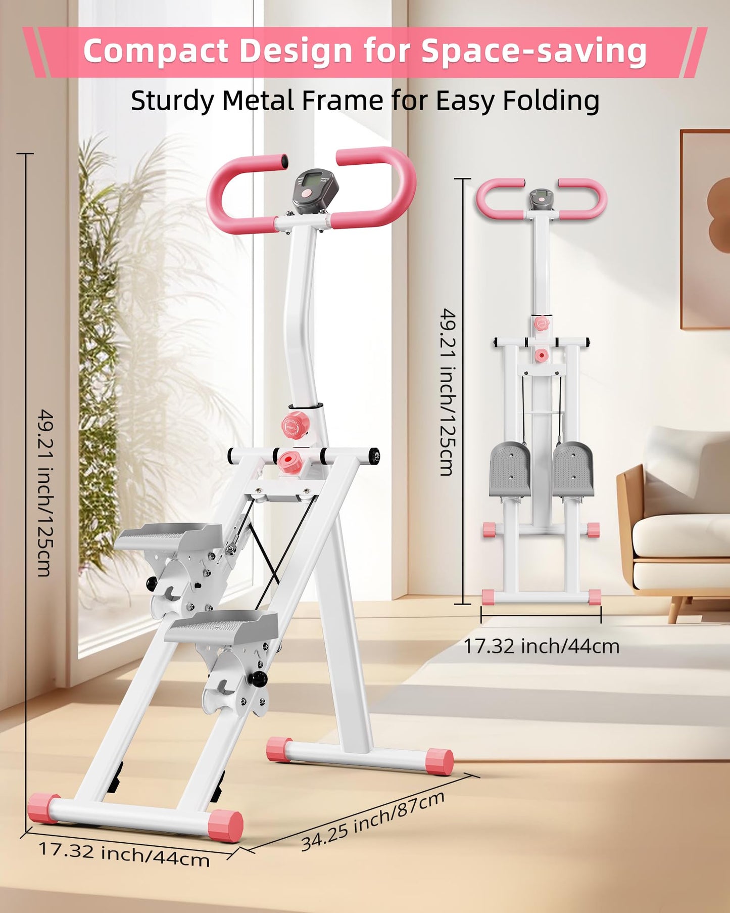 Stair Stepper for Home, Vertical Climber Workout Machine with Handlebar for Full Body Exercise Stair Climber Machine with Stable Frame & 3 Adjustable Height