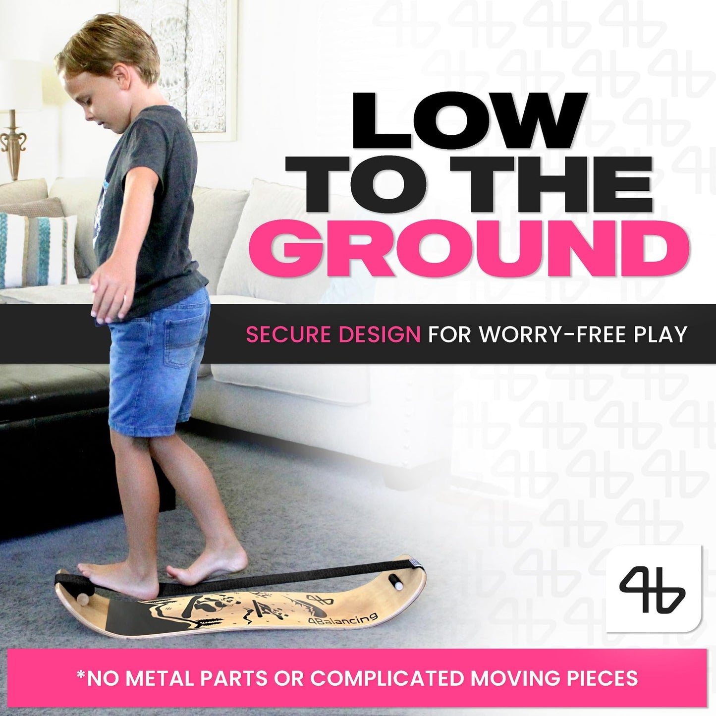 4Balancing Balance Board for Kids - Slackline Wooden Wobble Board - Slackboard Balance Trainer for Coordination - Training for Skateboard, Football, Soccer, Baseball, Basketball - Snowboarding Panda