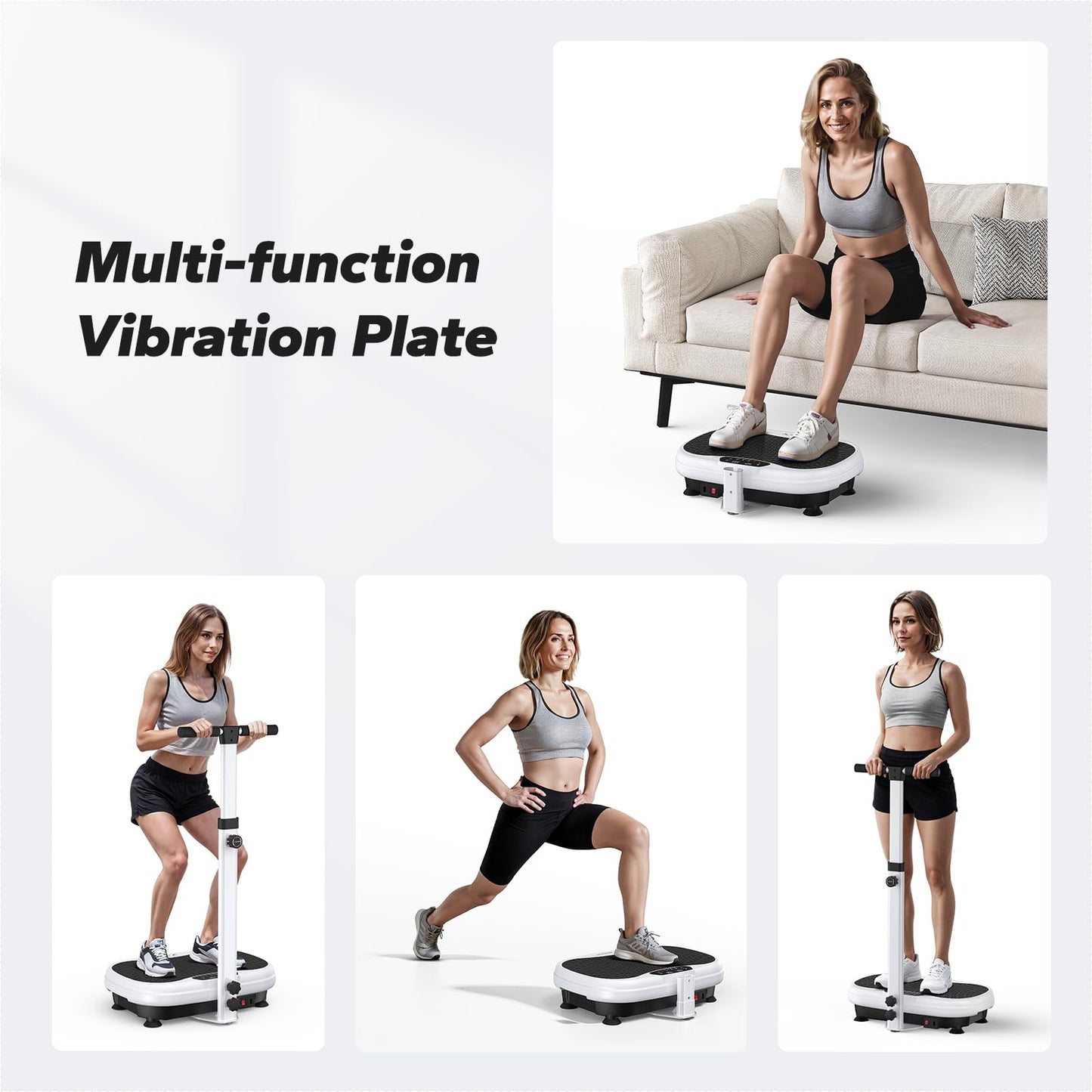 MERACH Vibration Plate Exercise Machine, Vibration Plate for Lymphatic Drainage Weight Loss, Vibrating Plate Exercise Machine with Handrails, Exercise Equipment for Women Men Home