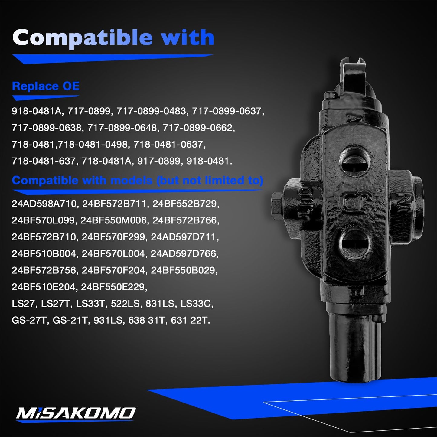 Log Splitter Control Valve Replace# 918-0481A, 717-0899, 717-0899-0483, 717-0899-0637, 717-0899-0638, 717-0899-0648, 717-0899-0662, 718-0481, 718-0481-0498, 718-0481-0637, 718-0481-637, 918-0481