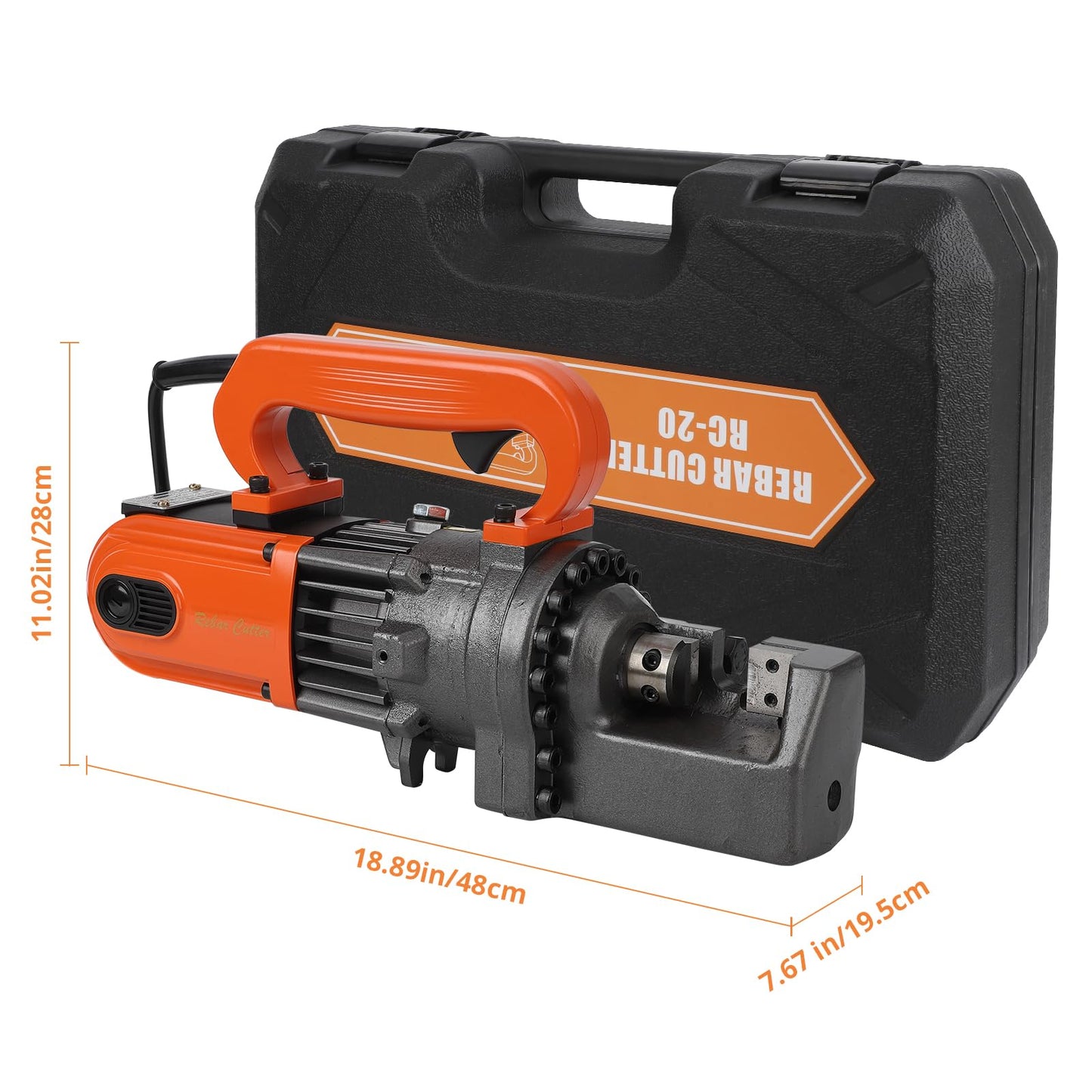 Electric Hydraulic Rebar Cutter, 1250W 110V, Cutting up to 3/4 in #6 4-20 mm Rebar, Steel, with Blades, Cutting Speed 3-3.5S, Concrete Construction Tools Heavy Duty (1250W RC-20)