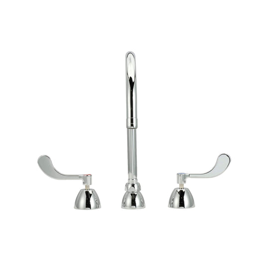 Zurn Z831C4-XL Widespread with 8" Gooseneck and 4" Wrist Blade Handles., Chrome