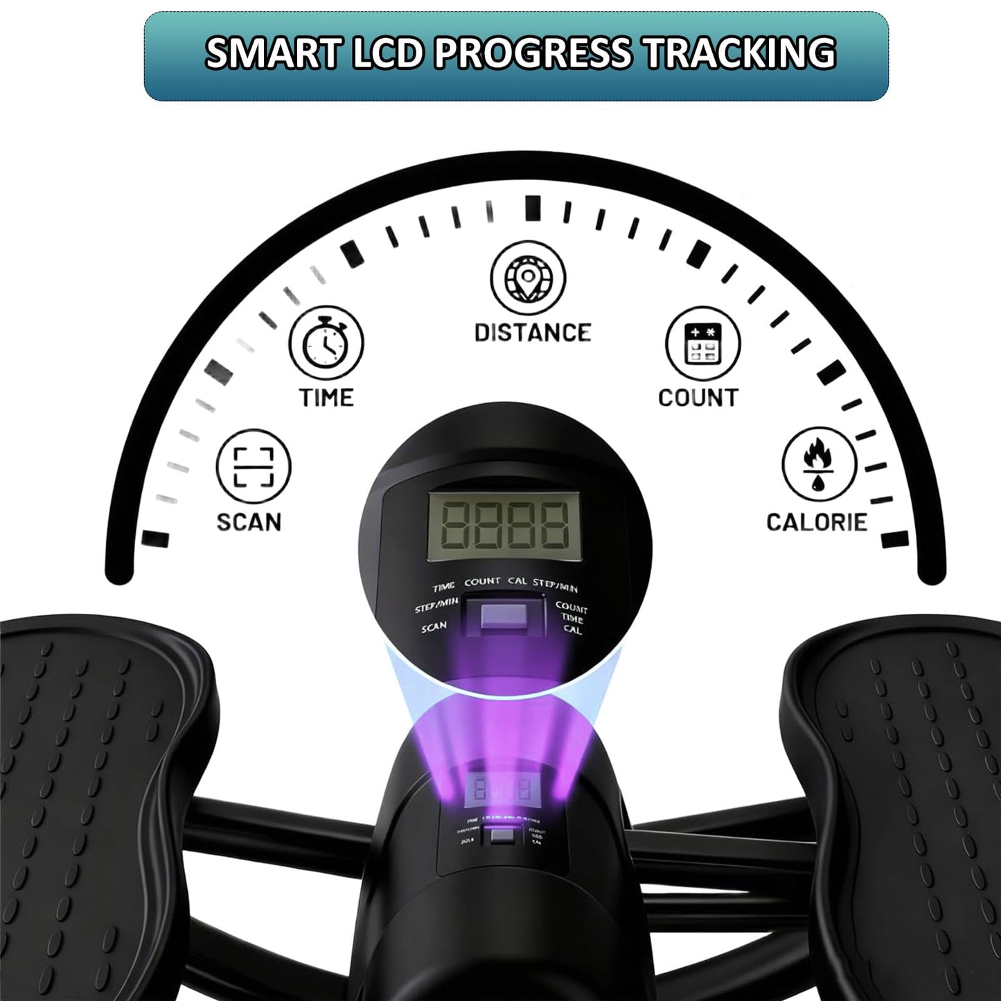 WIKONALK Rock Stepper,Portable Rock Stepper Side to Side,Rocking Steppers for Exercise at Home with Resistance Bands and Digital Display,Low-Impact Balance Board for Full Body,No Assembly