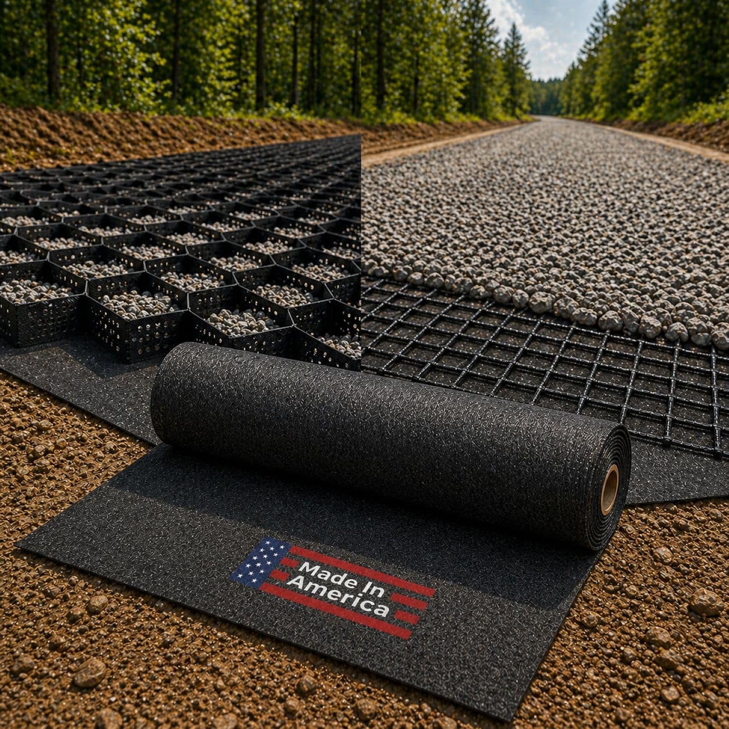 Sandbaggy Geogrid & Geocell Underlayment Fabric | Non-Woven Geotextile (8 oz) – Soil Stabilization for Driveways, Roads & Gravel – Erosion Control for Slopes & Walls | USA Made (10 ft x 100 ft Roll)