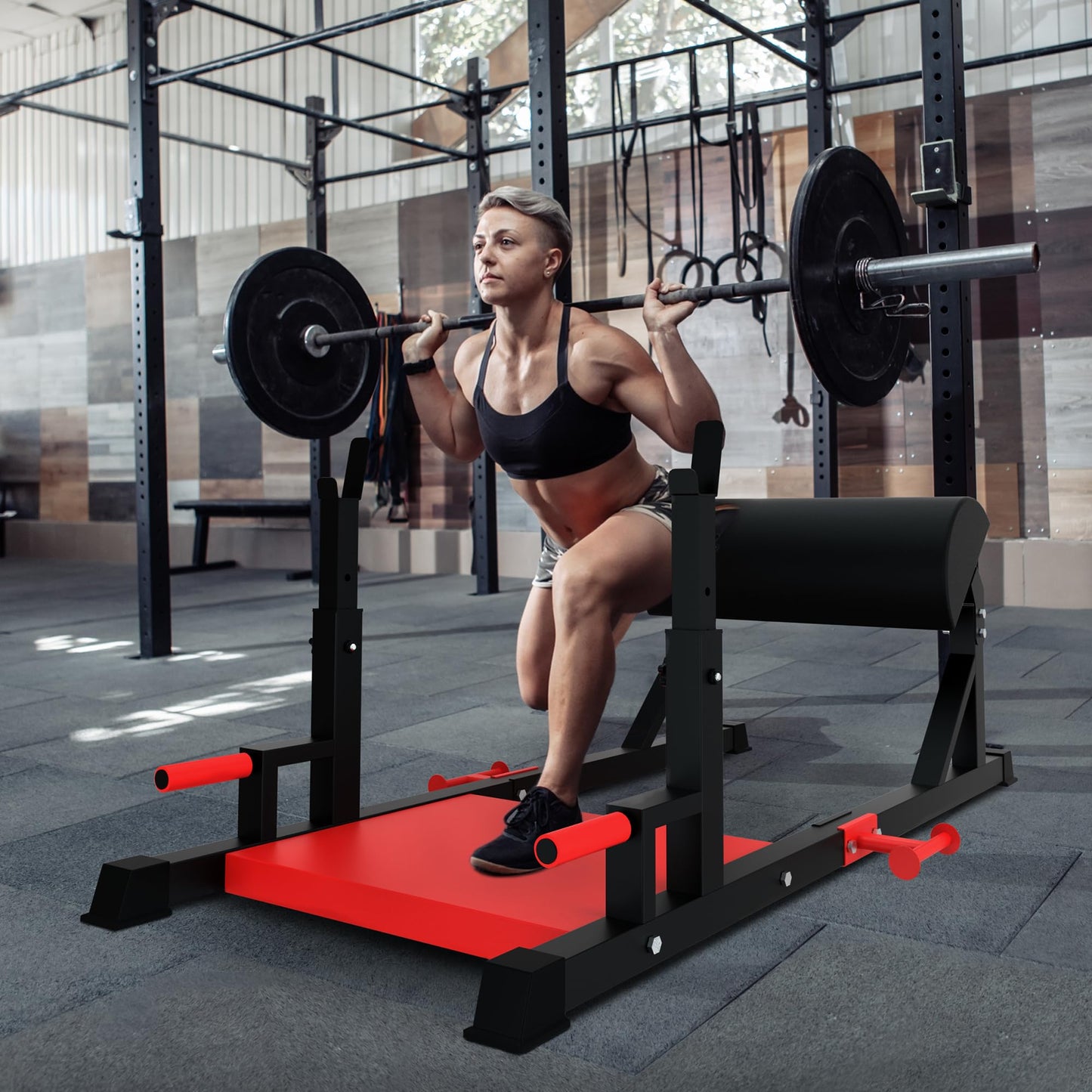 VIVITORY Hip Thrust Machine, Glute Bridge Machine Sissy Squat Machine with Weight Holder, Heavy Duty Butt Exercise Equipment for High Resistance Glute Training, Leg & Core Strengthening Equipment